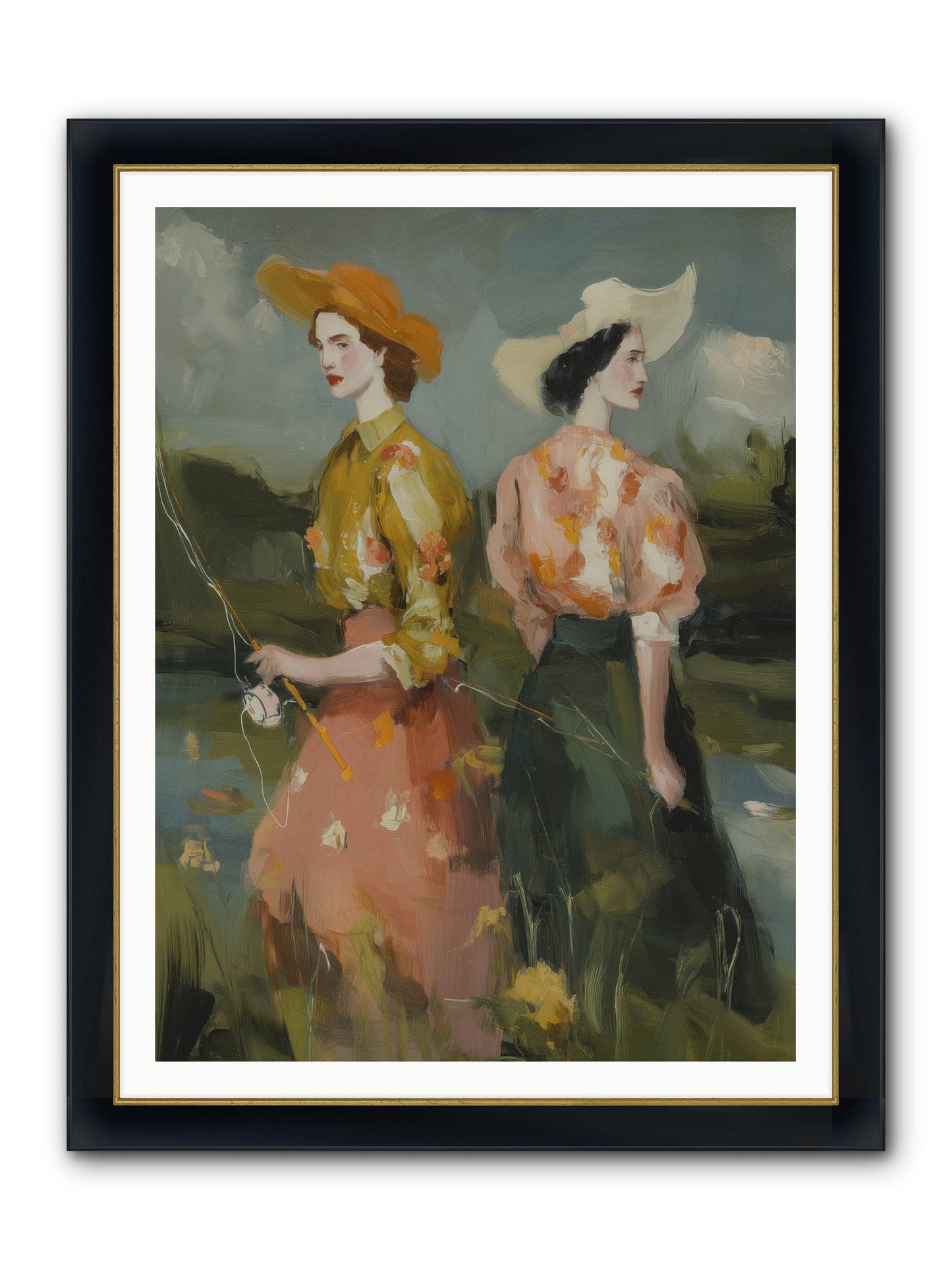 Promising Waters Framed Print - Wide Black w/Gold 36x48