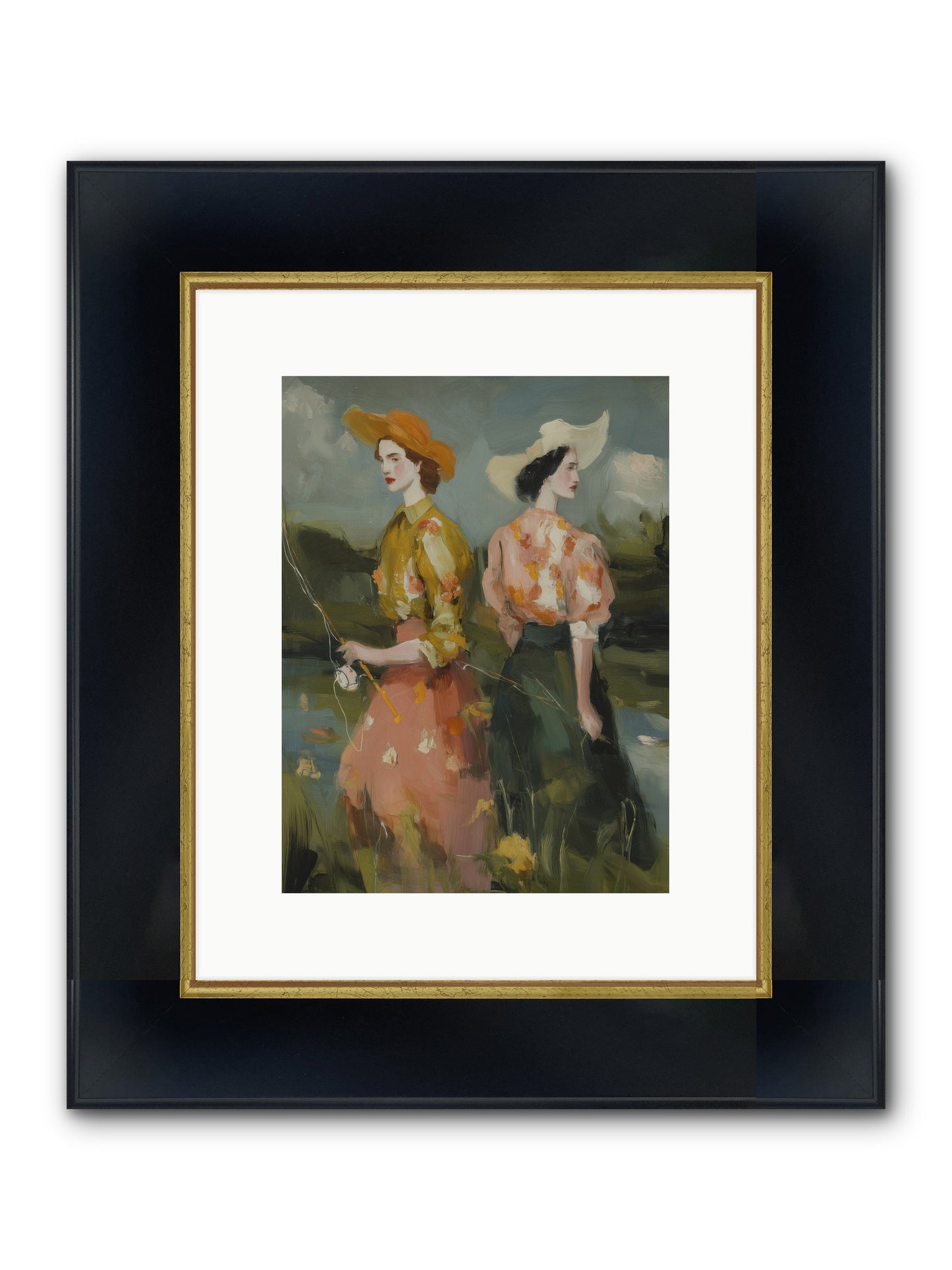 Promising Waters Framed Print - Wide Black w/Gold 9x12