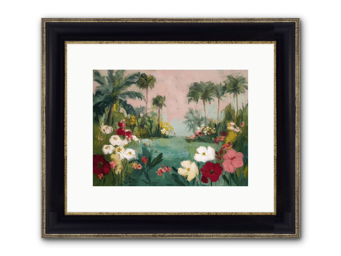 Provençal Paradise Framed Print - Black & Gold 12x9