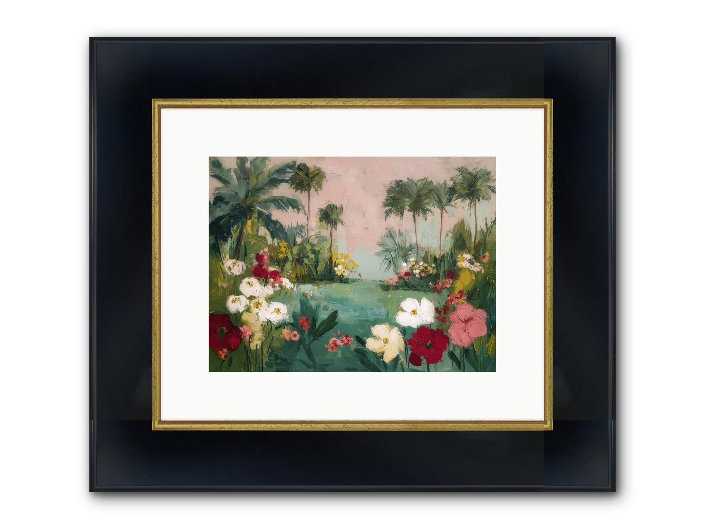 Provençal Paradise Framed Print - Wide Black w/Gold 12x9