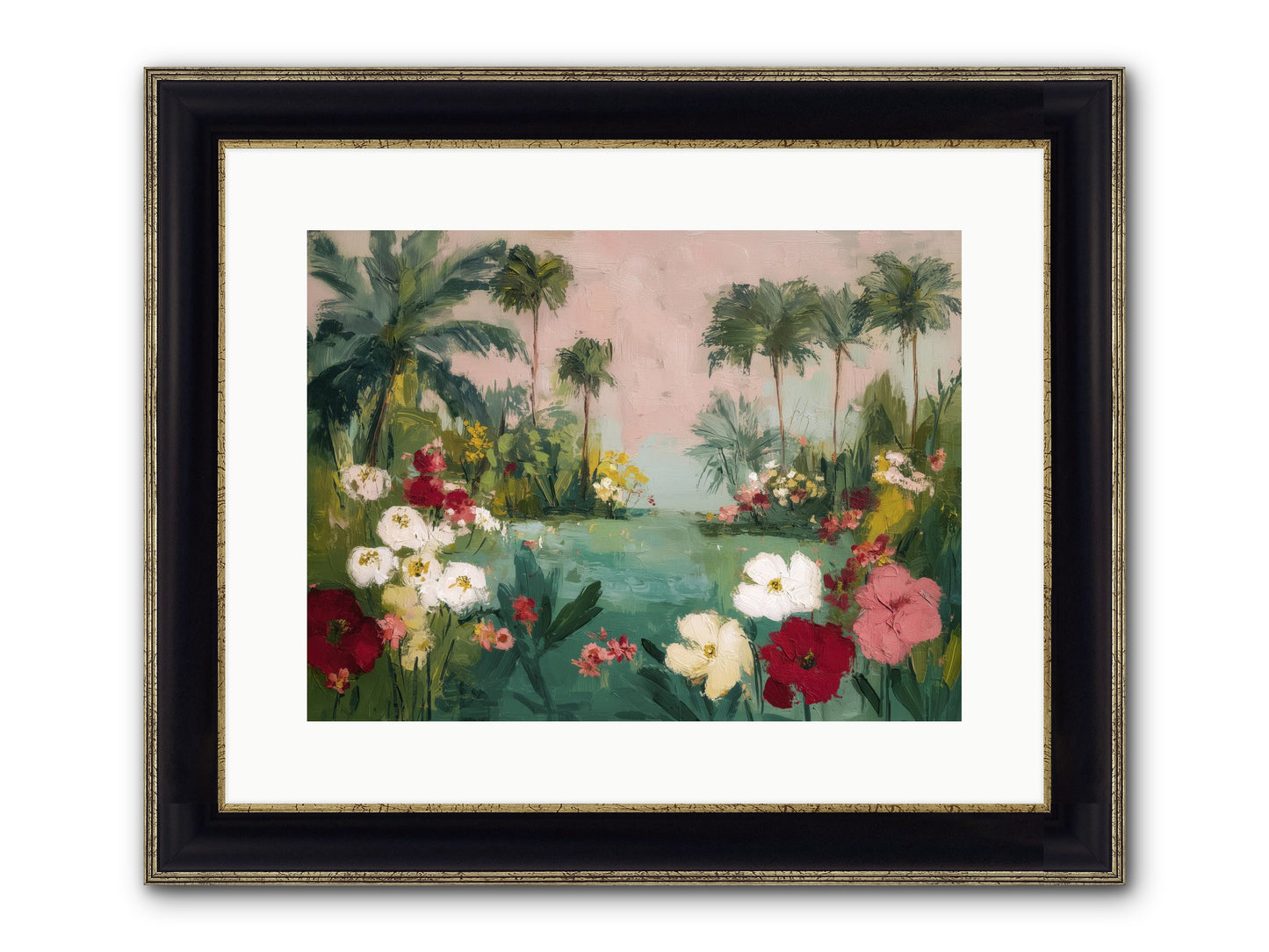 Provençal Paradise Framed Print - Black & Gold 16x12