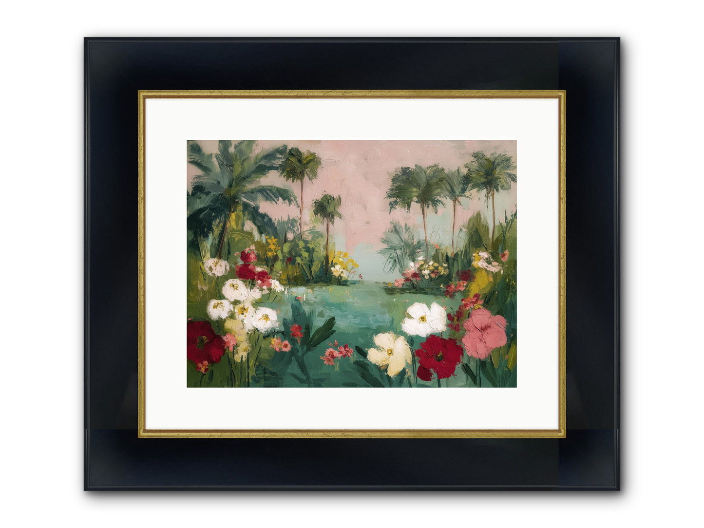 Provençal Paradise Framed Print - Wide Black w/Gold 16x12