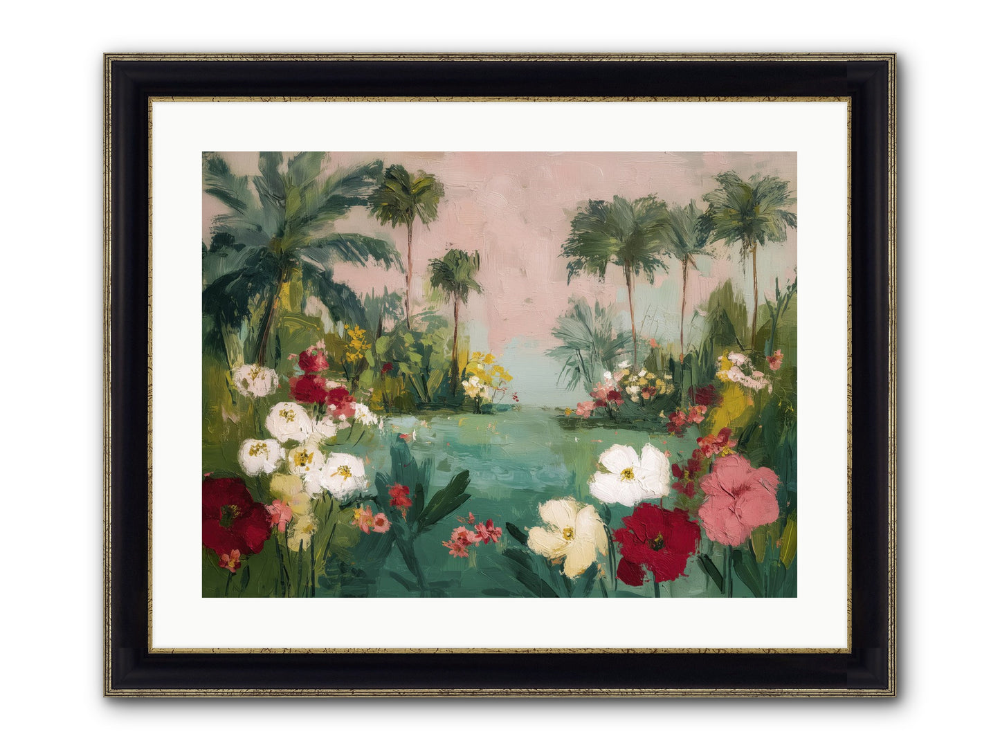 Provençal Paradise Framed Print - Black & Gold 24x18