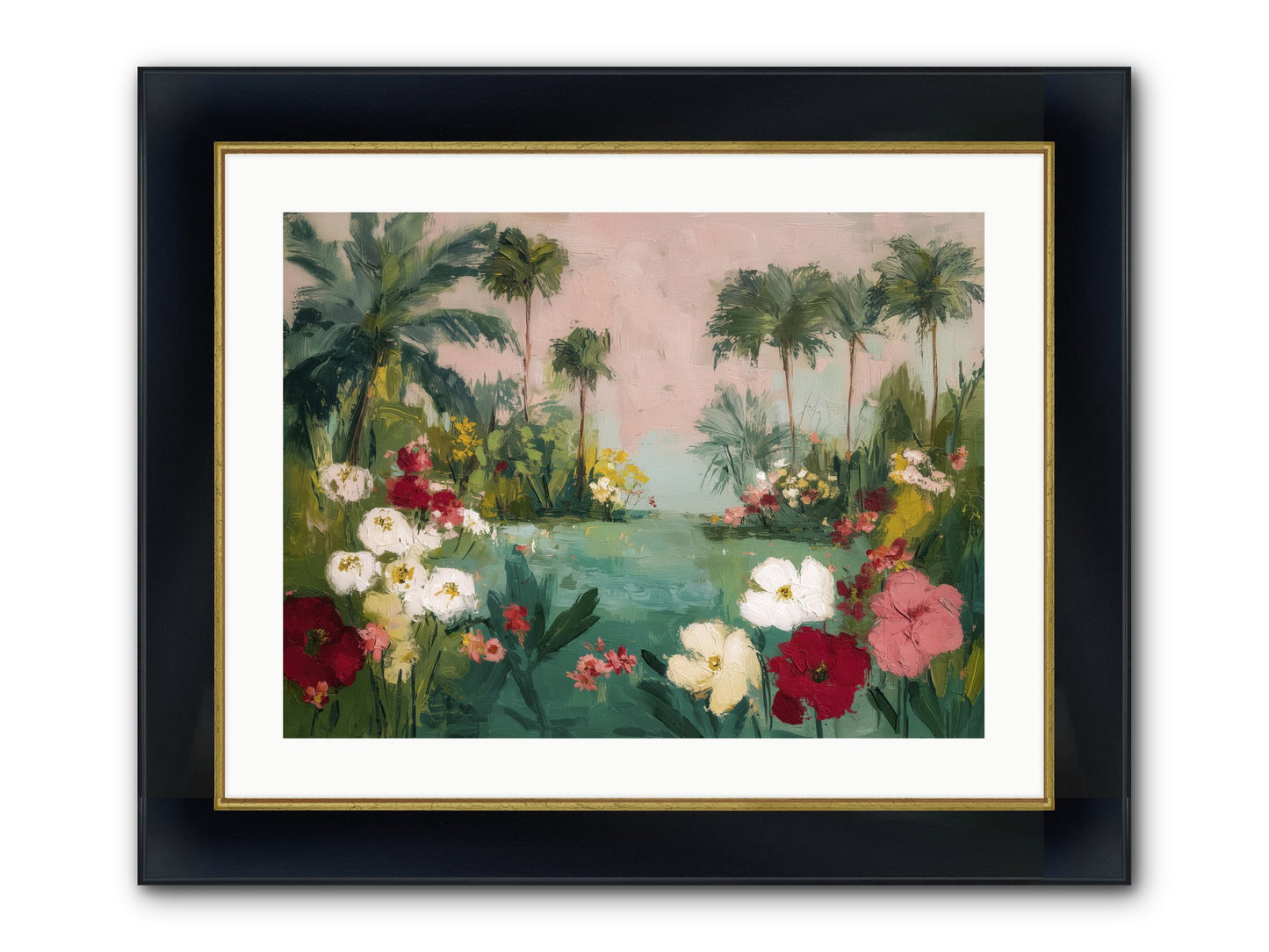 Provençal Paradise Framed Print - Wide Black w/Gold 24x18