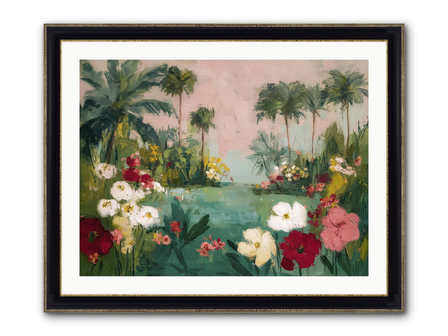 Provençal Paradise Framed Print - Black & Gold 32x24