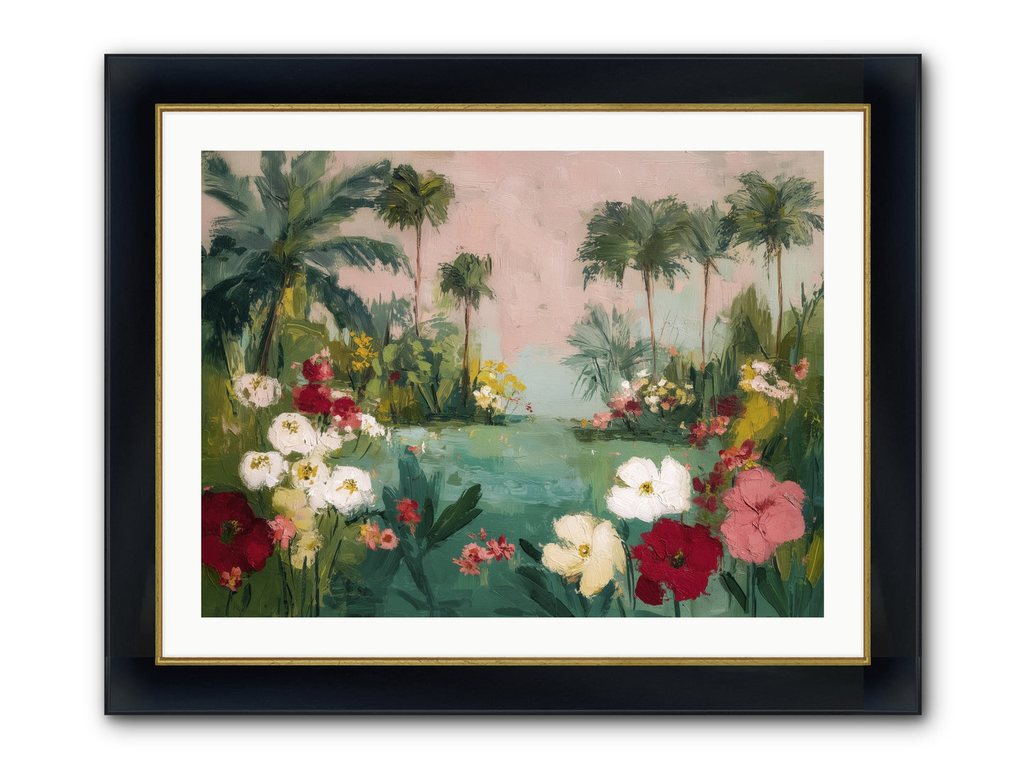 Provençal Paradise Framed Print - Wide Black w/Gold 32x24