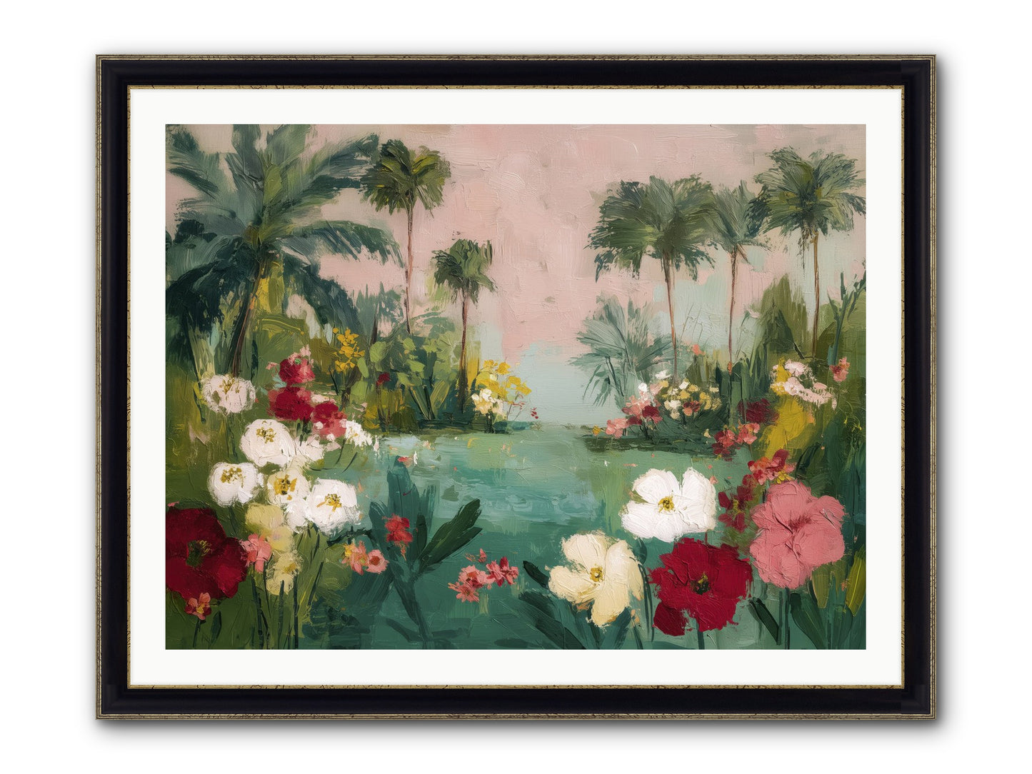 Provençal Paradise Framed Print - Black & Gold 40x30