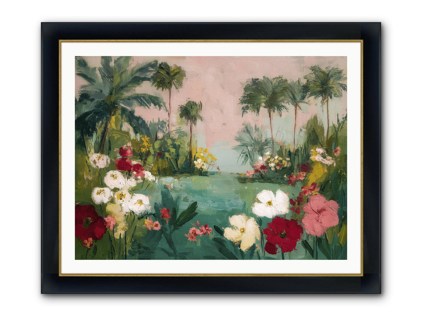 Provençal Paradise Framed Print - Wide Black w/Gold 40x30