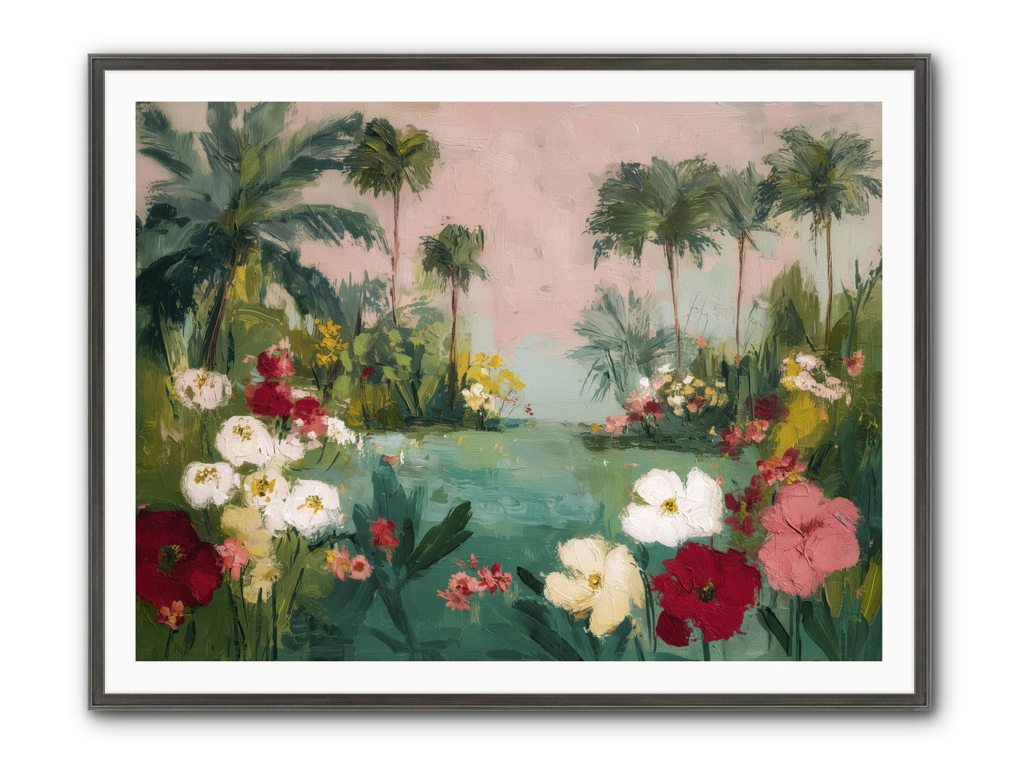 Provençal Paradise Framed Print - Slimwoods Black/Silver 48x36