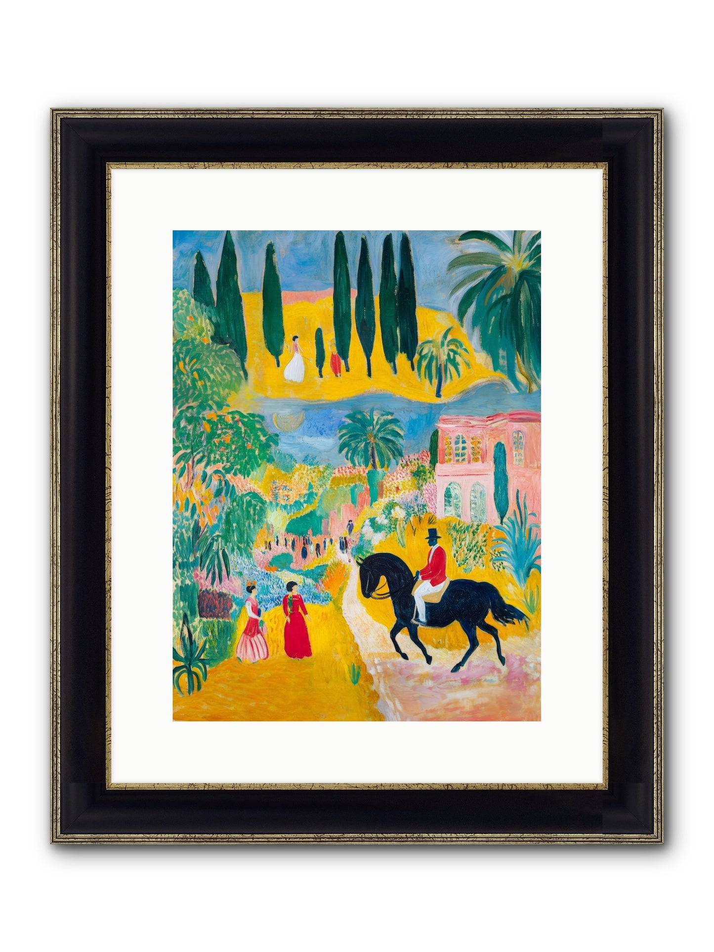 Provence Plays Framed Print - Black & Gold 12x16