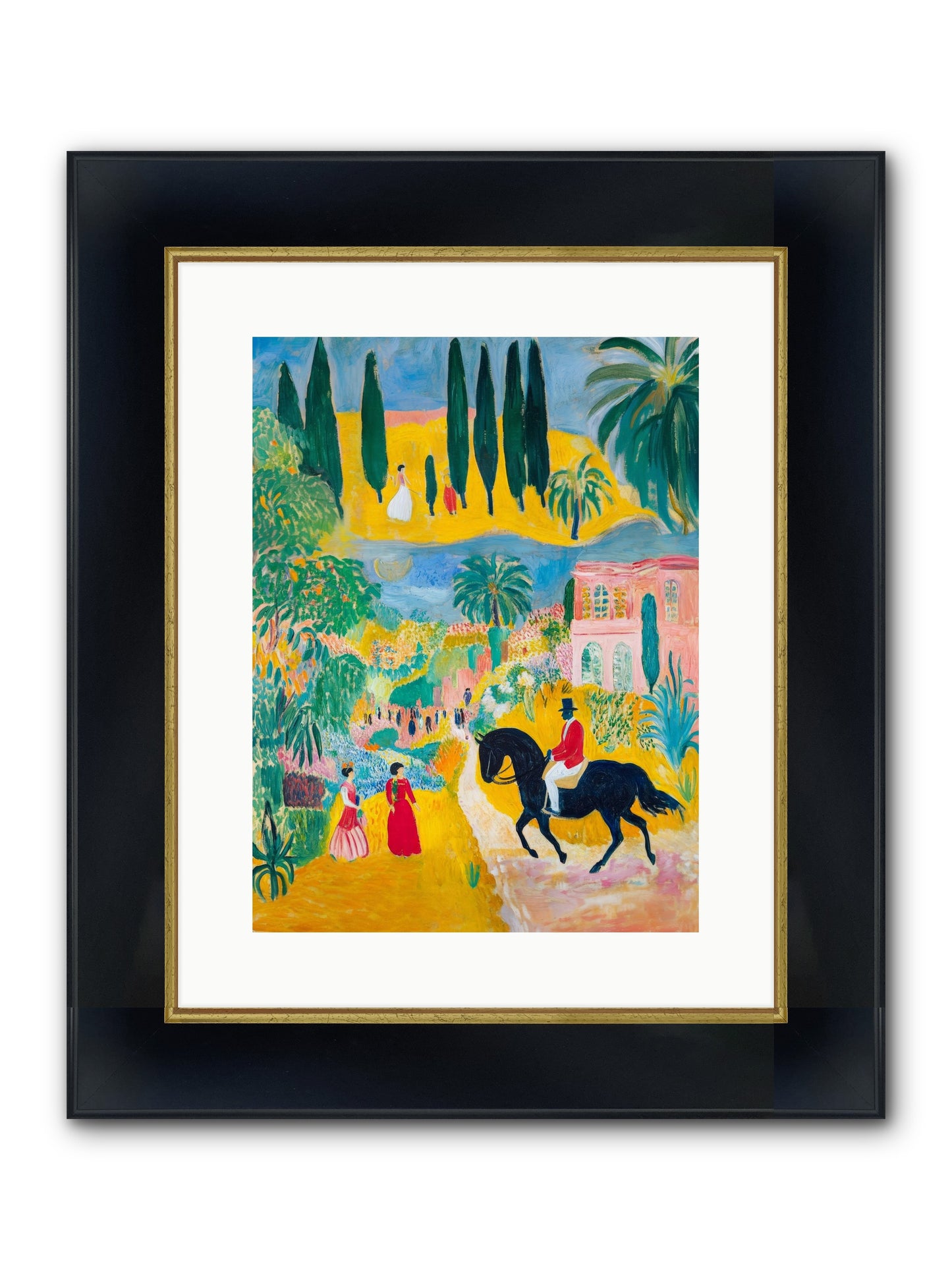 Provence Plays Framed Print - Wide Black w/Gold 12x16