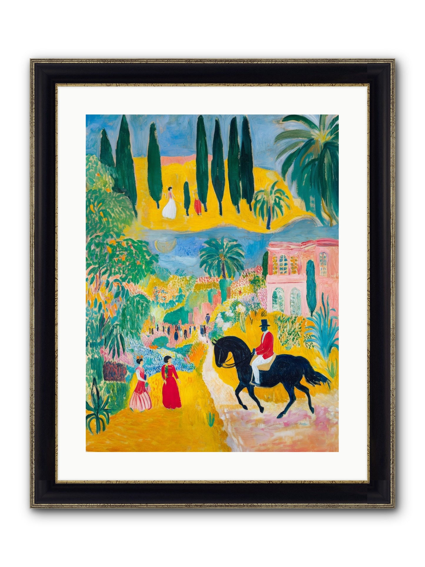 Provence Plays Framed Print - Black & Gold 18x24