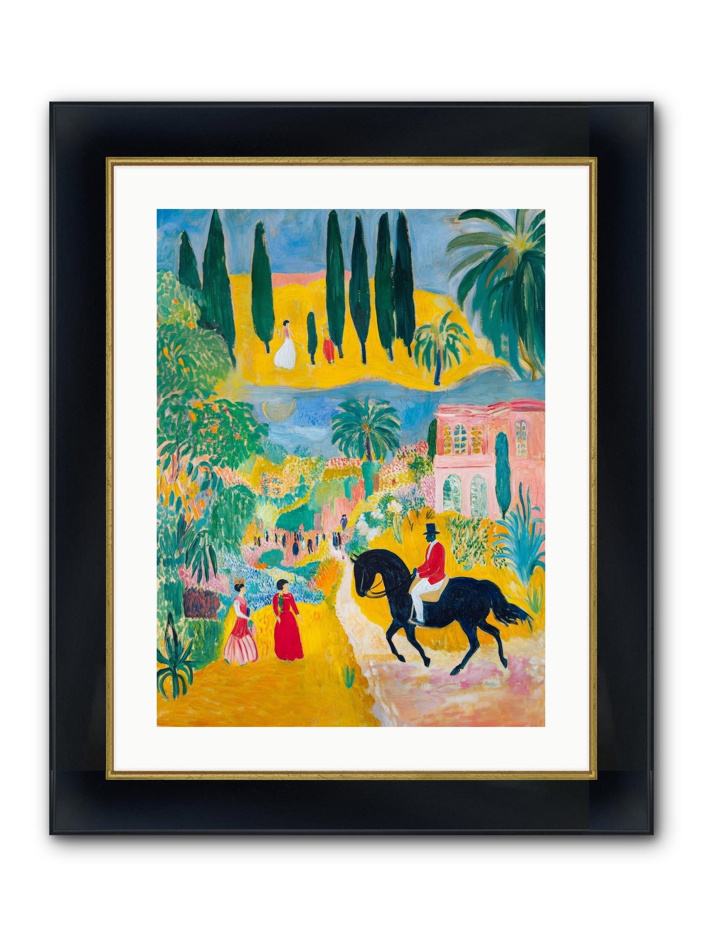 Provence Plays Framed Print - Wide Black w/Gold 18x24
