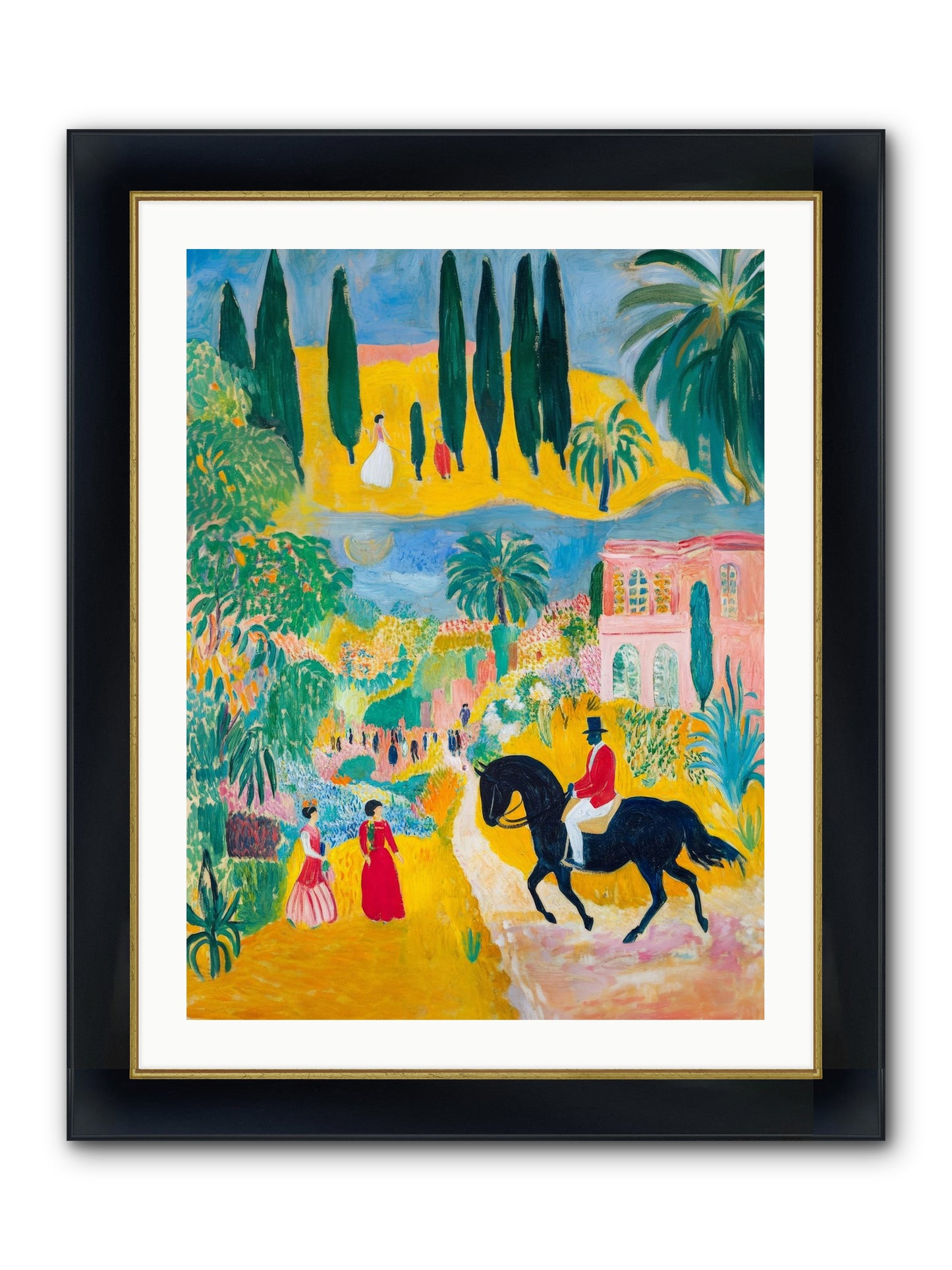 Provence Plays Framed Print - Wide Black w/Gold 24x32