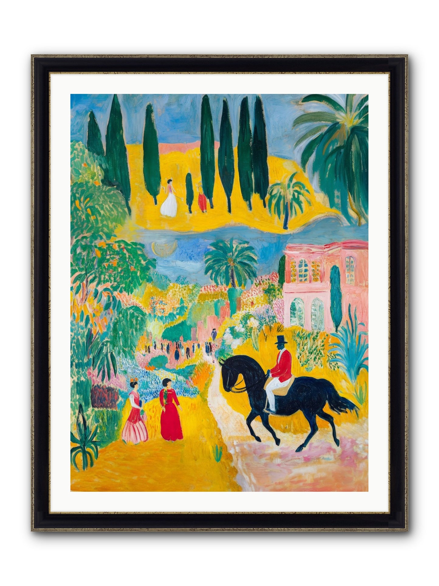 Provence Plays Framed Print - Black & Gold 30x40