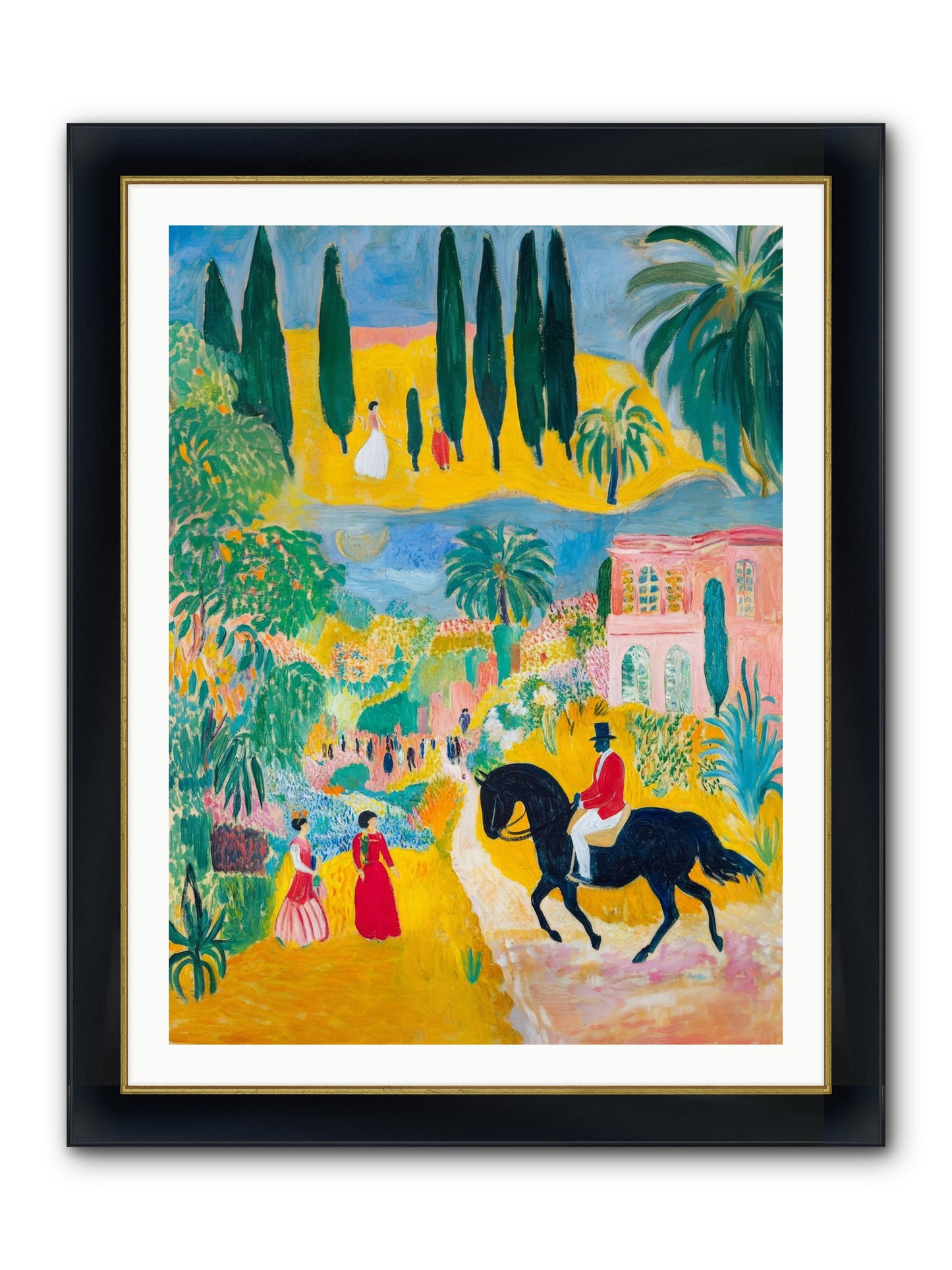 Provence Plays Framed Print - Wide Black w/Gold 30x40