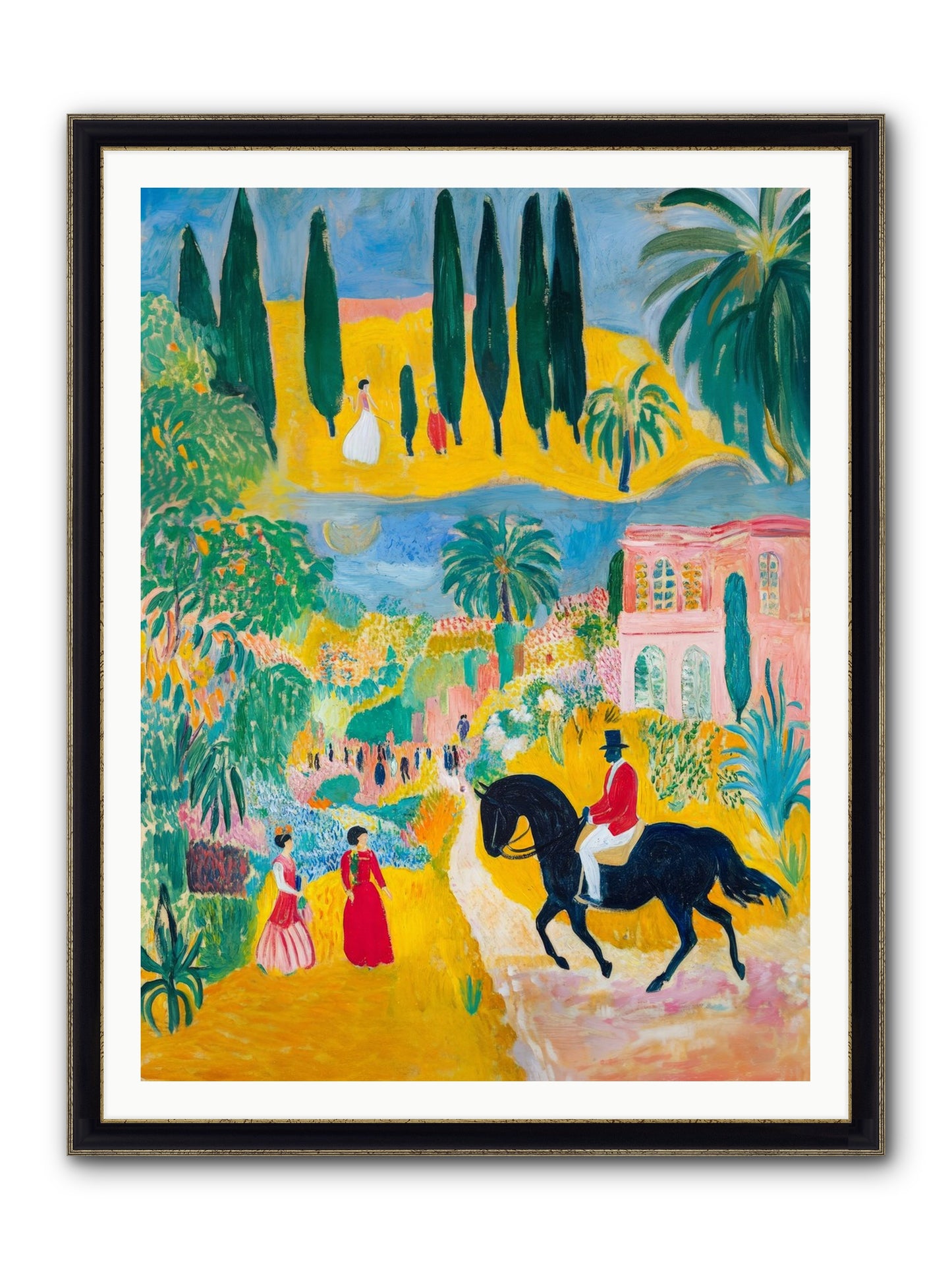 Provence Plays Framed Print - Black & Gold 36x48
