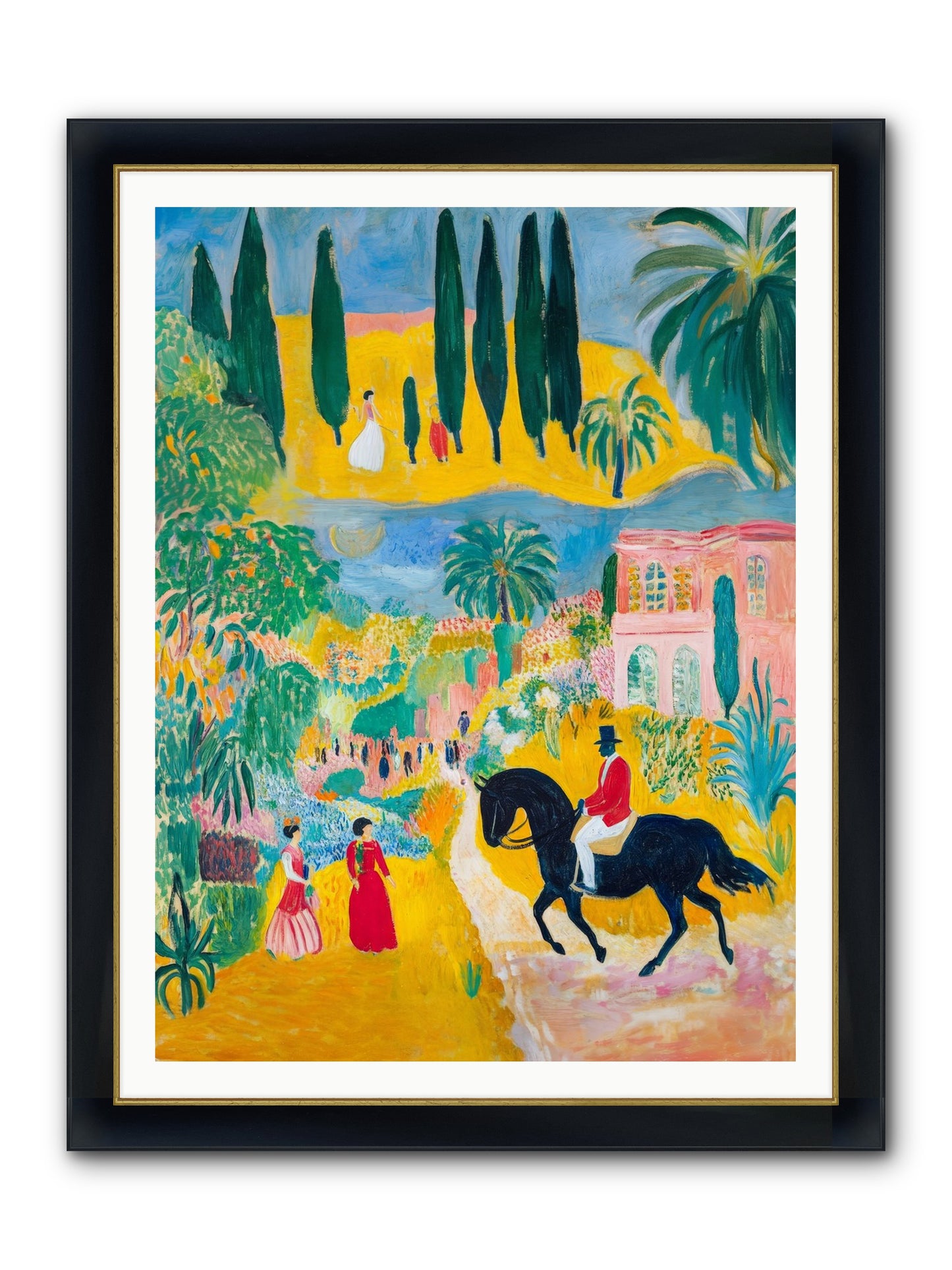 Provence Plays Framed Print - Wide Black w/Gold 36x48