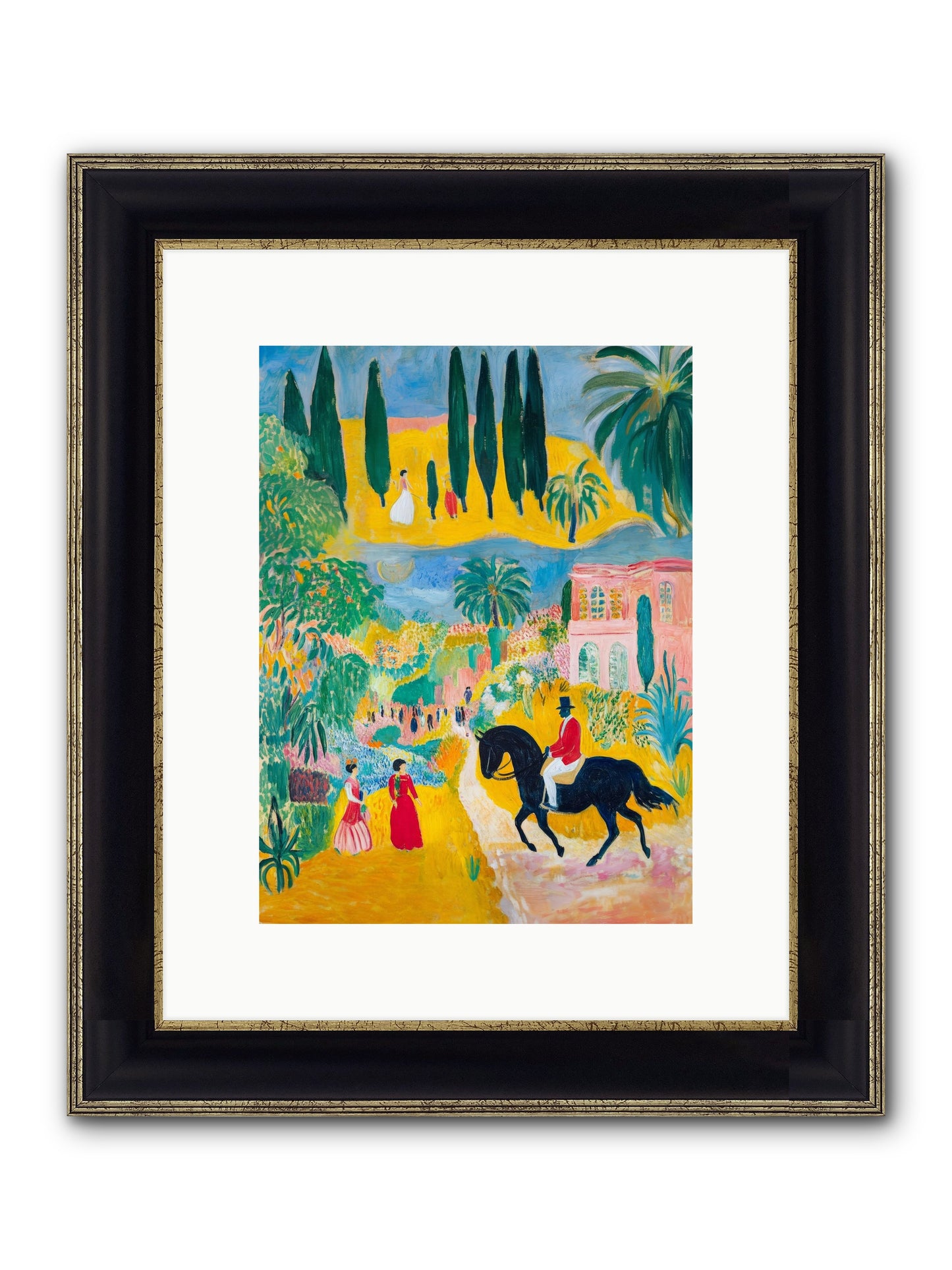 Provence Plays Framed Print - Black & Gold 9x12