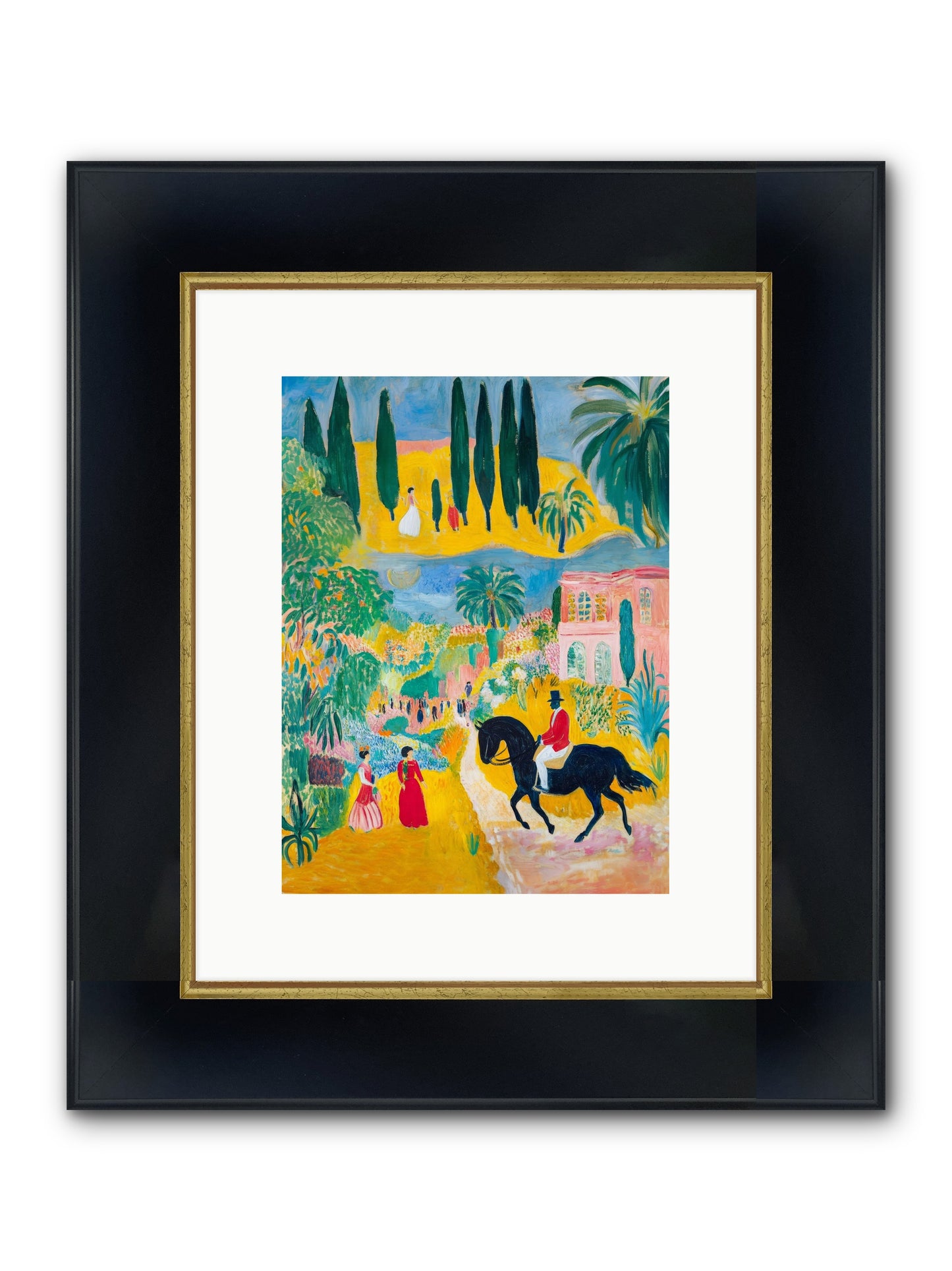 Provence Plays Framed Print - Wide Black w/Gold 9x12