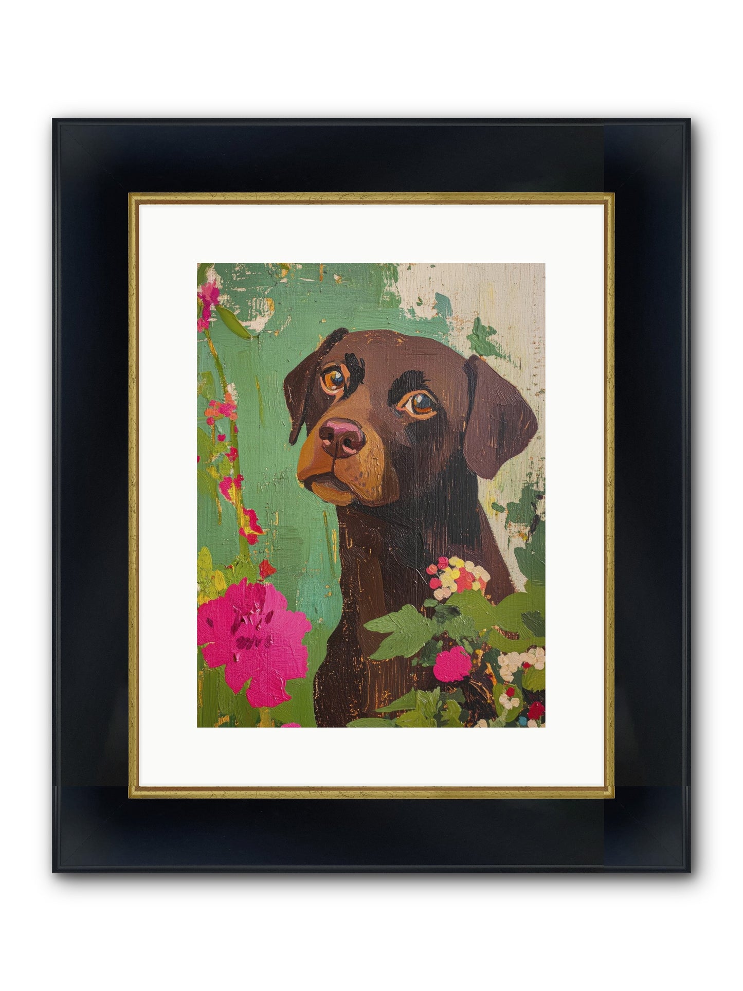 Puddingface Framed Print - Wide Black w/Gold 12x16