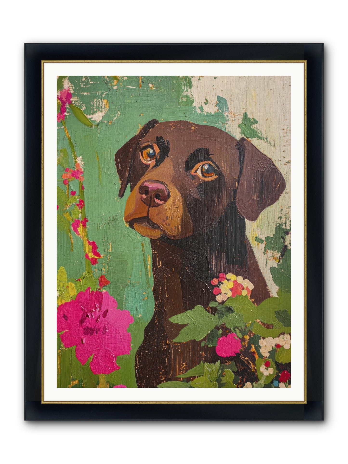 Puddingface Framed Print - Wide Black w/Gold 36x48
