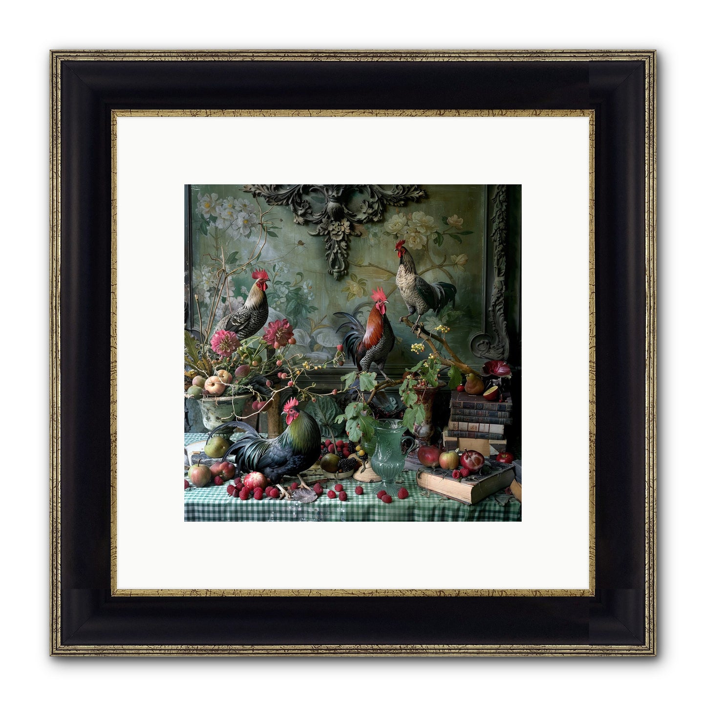 Quaint Roosts Of Reverie Framed Print - Black & Gold 10x10