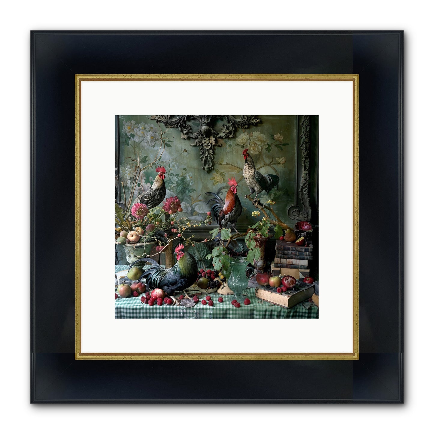 Quaint Roosts Of Reverie Framed Print - Wide Black w/Gold 12x12