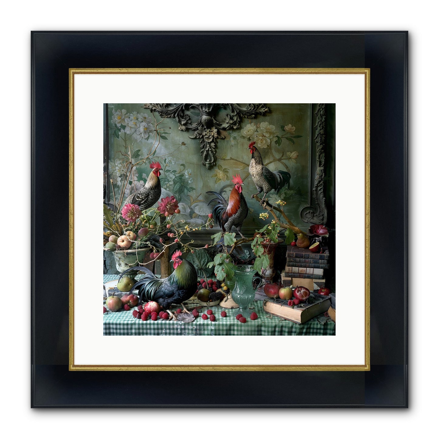Quaint Roosts Of Reverie Framed Print - Wide Black w/Gold 16x16