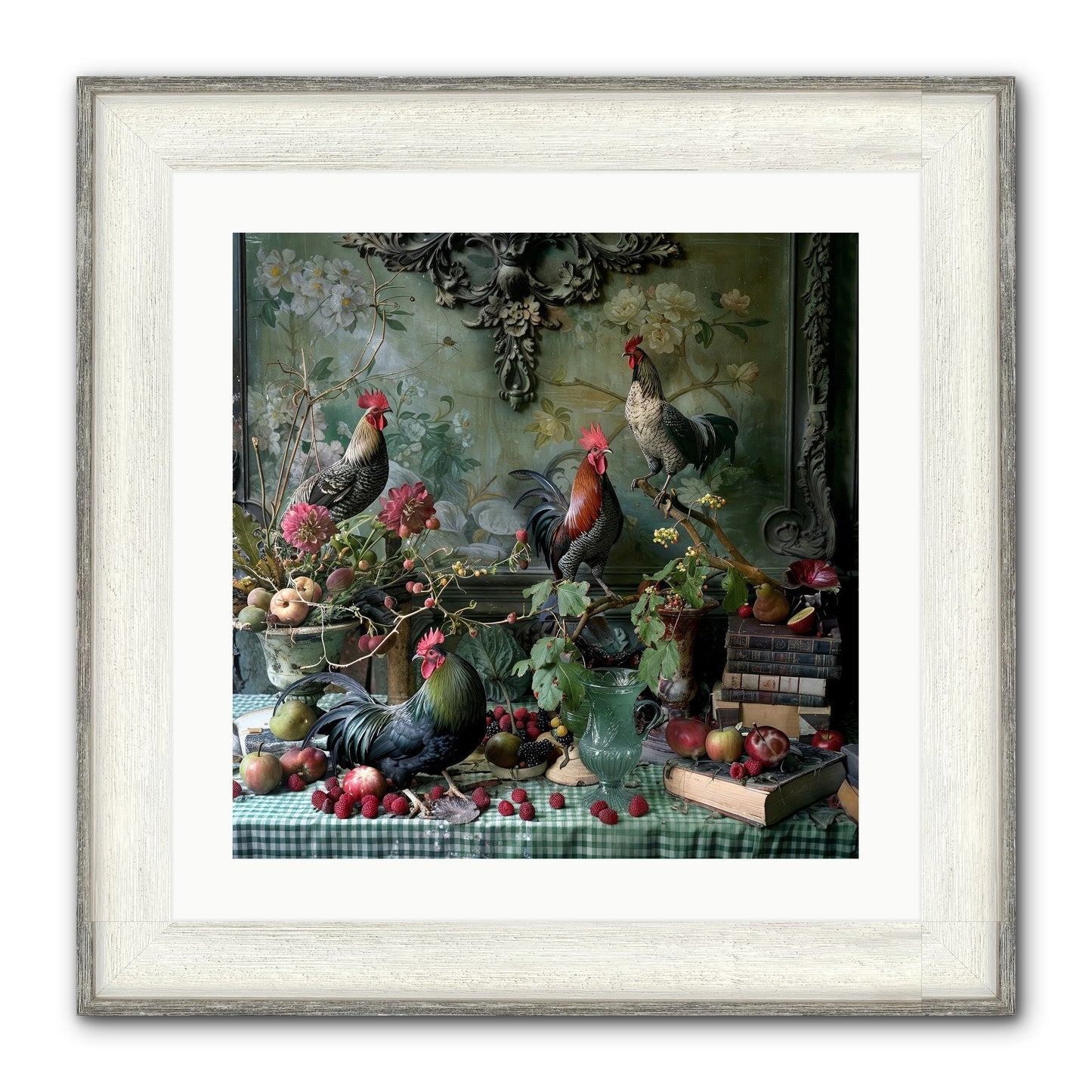 Quaint Roosts Of Reverie Framed Print - Driftwood White 20x20