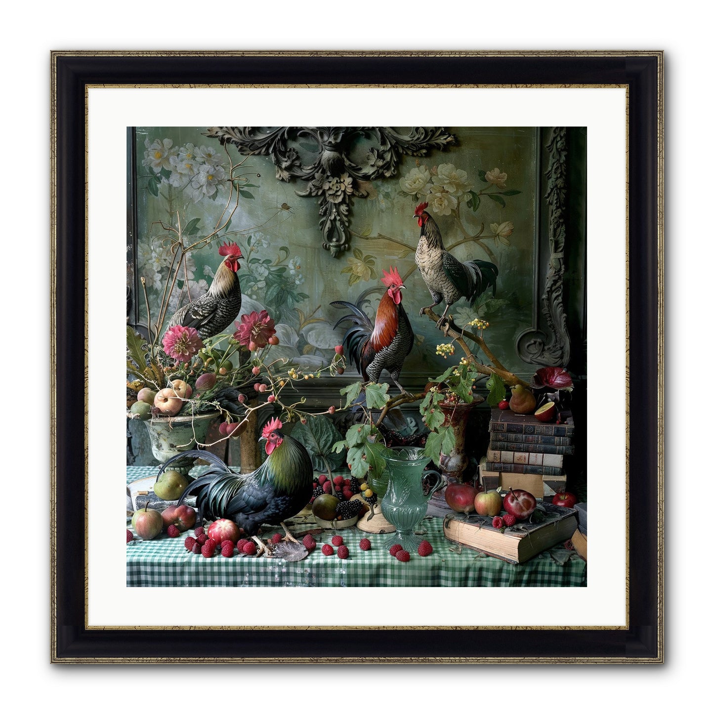 Quaint Roosts Of Reverie Framed Print - Black & Gold 24x24