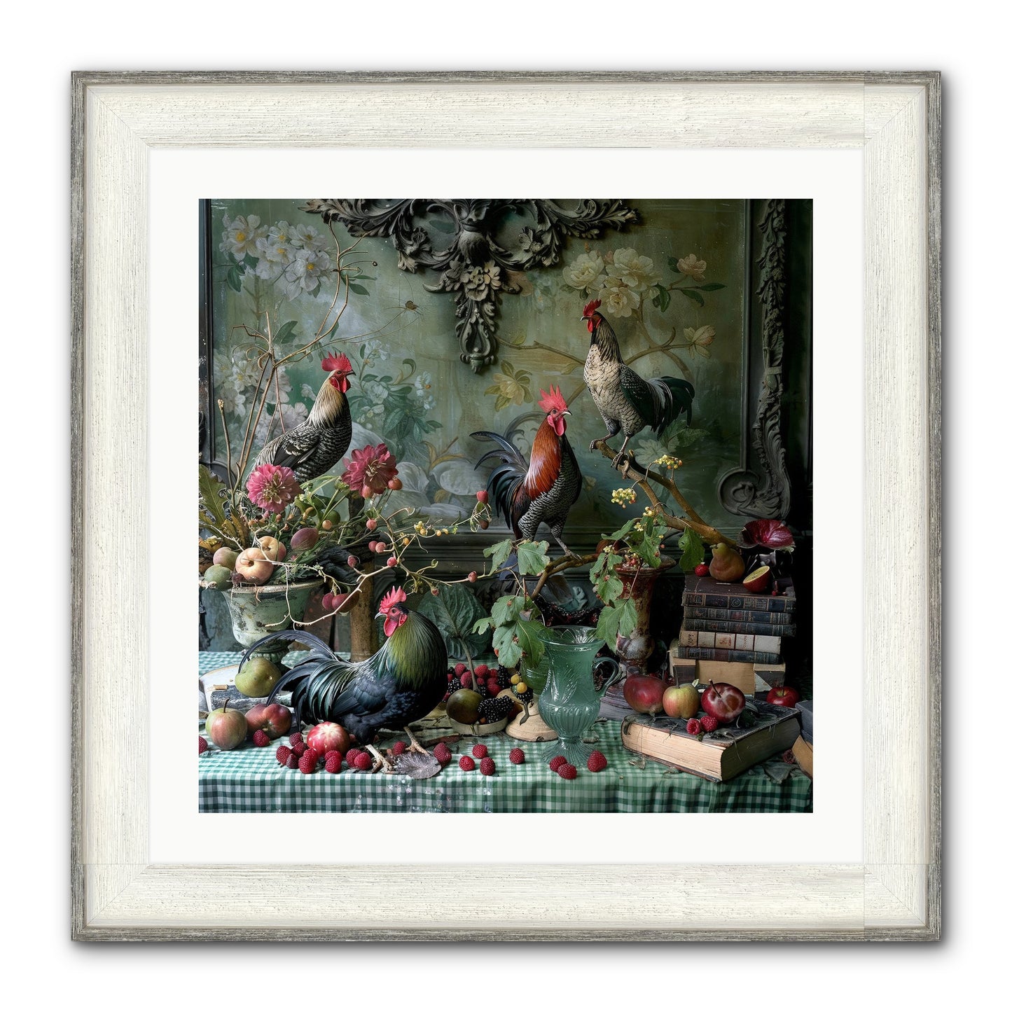 Quaint Roosts Of Reverie Framed Print - Driftwood White 24x24
