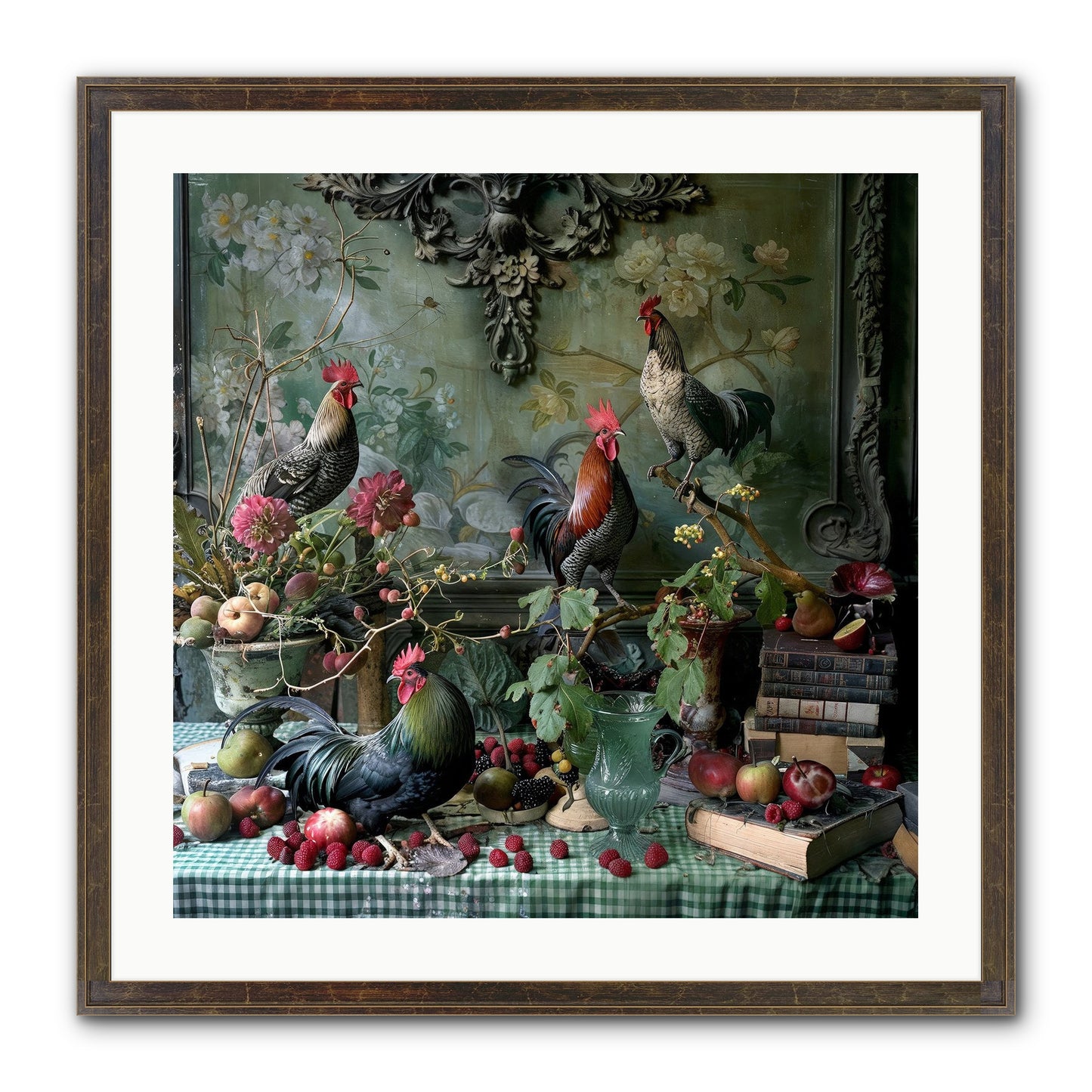 Quaint Roosts Of Reverie Framed Print - Slimwoods Black/Gold 24x24