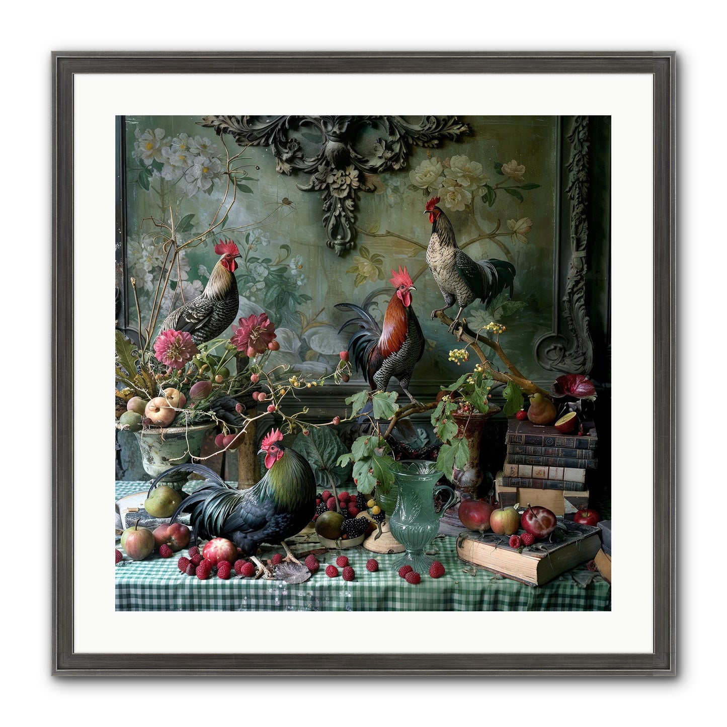 Quaint Roosts Of Reverie Framed Print - Slimwoods Black/Silver 24x24