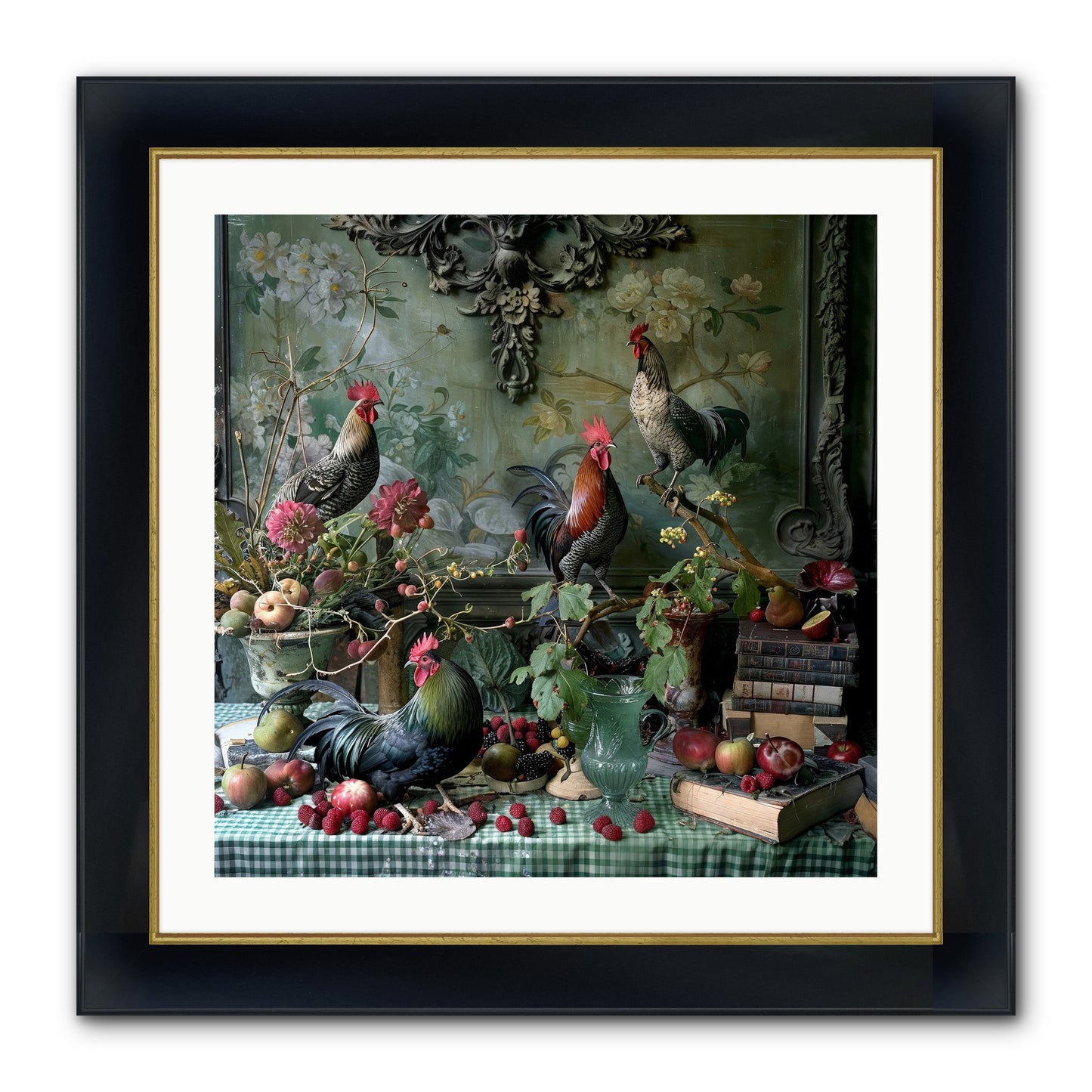 Quaint Roosts Of Reverie Framed Print - Wide Black w/Gold 24x24