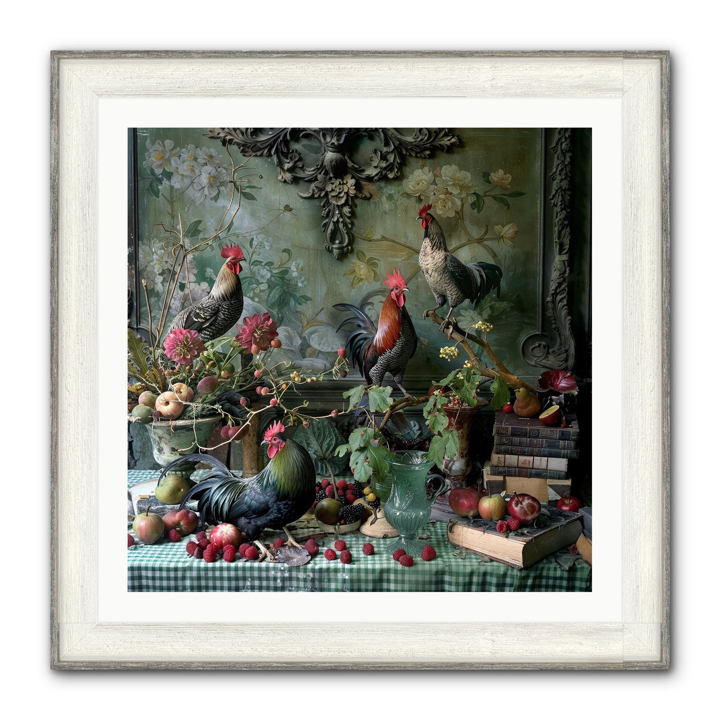 Quaint Roosts Of Reverie Framed Print - Driftwood White 30x30