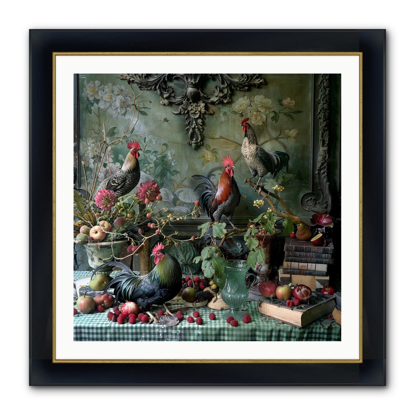 Quaint Roosts Of Reverie Framed Print - Wide Black w/Gold 30x30