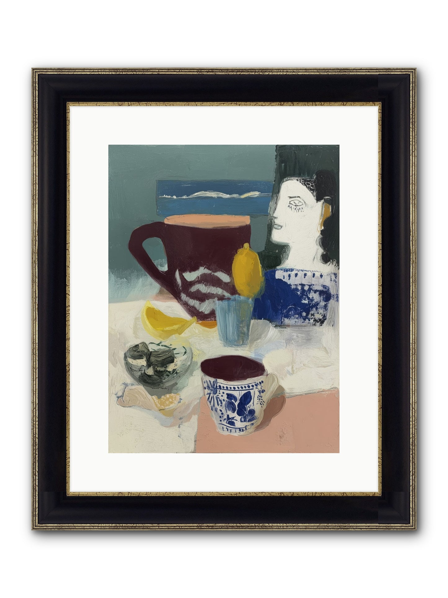 Quick Kiss Framed Print - Black & Gold 12x16