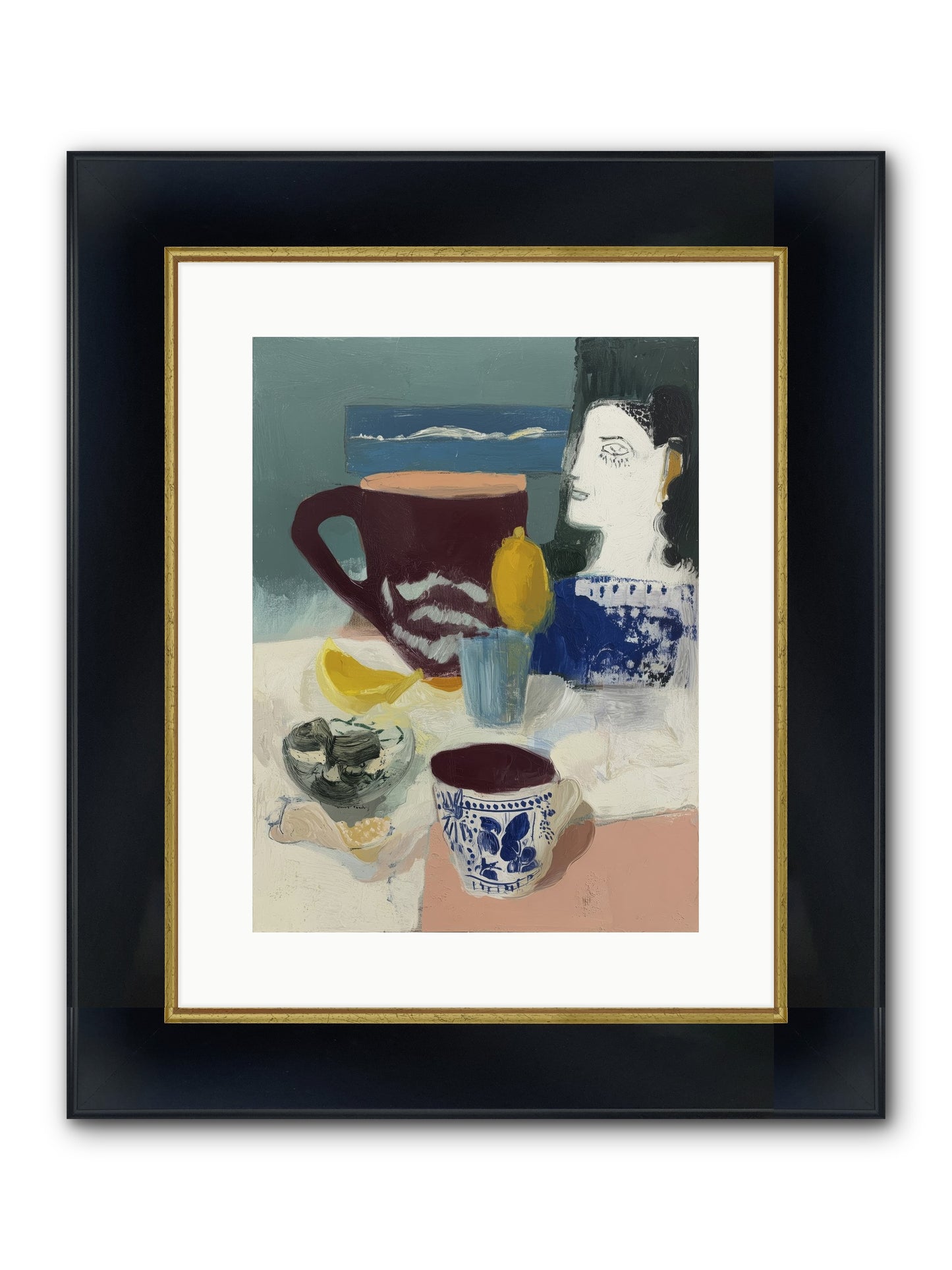 Quick Kiss Framed Print - Wide Black w/Gold 12x16
