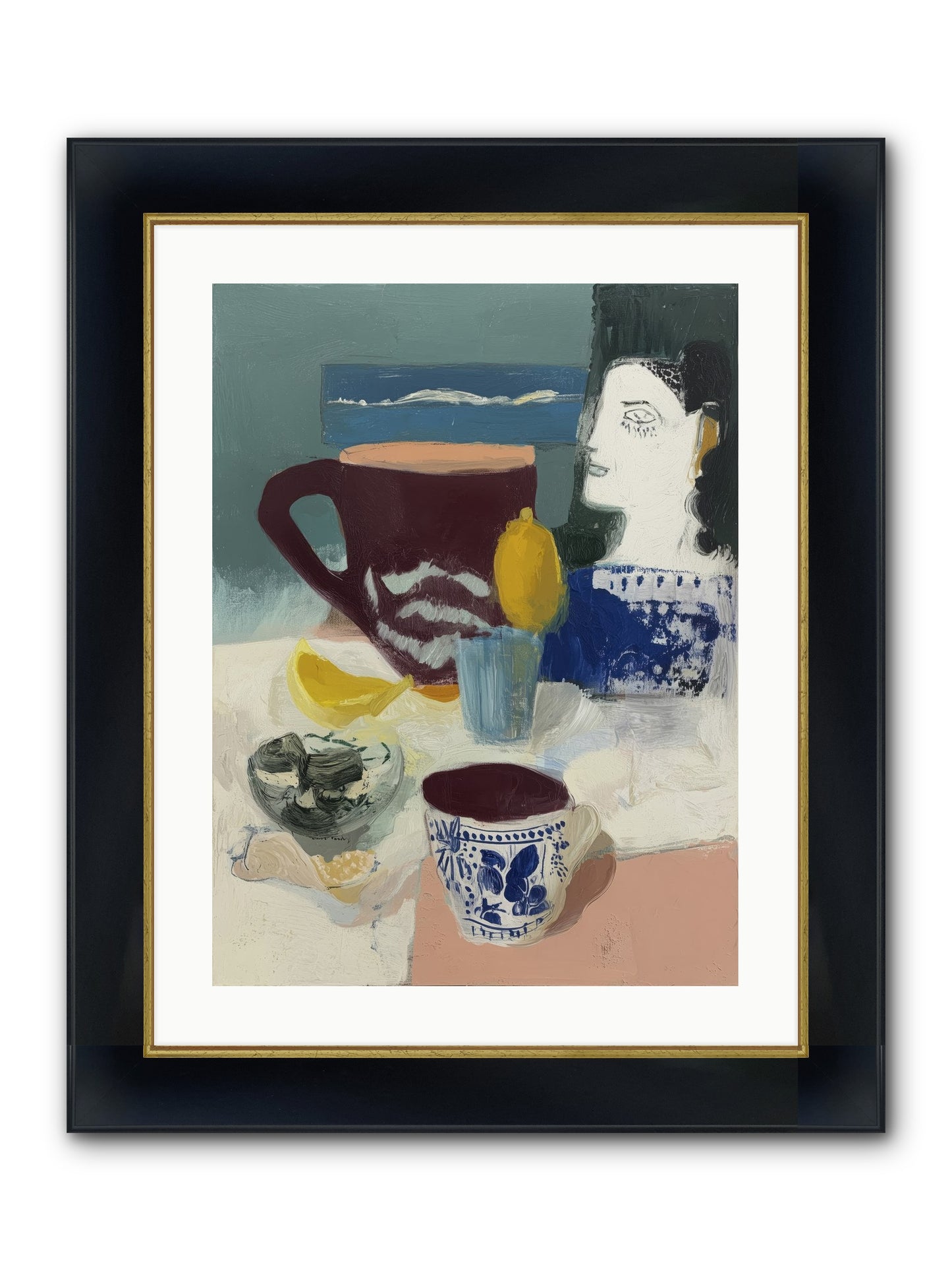 Quick Kiss Framed Print - Wide Black w/Gold 18x24