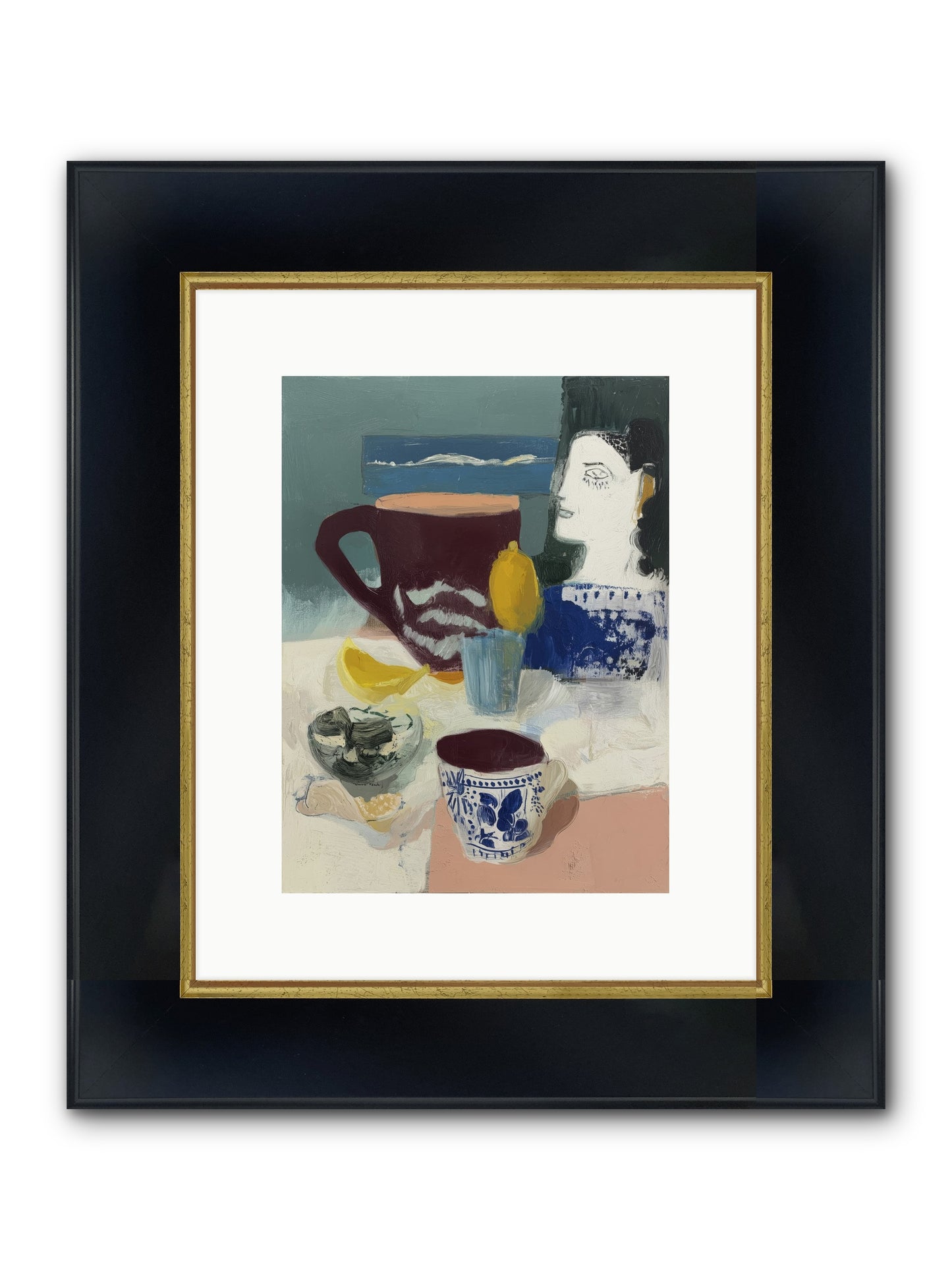 Quick Kiss Framed Print - Wide Black w/Gold 9x12
