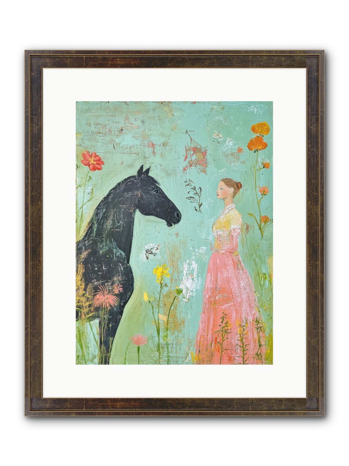 Quiet Conversation Framed Print - Slimwoods Black/Gold 12x16