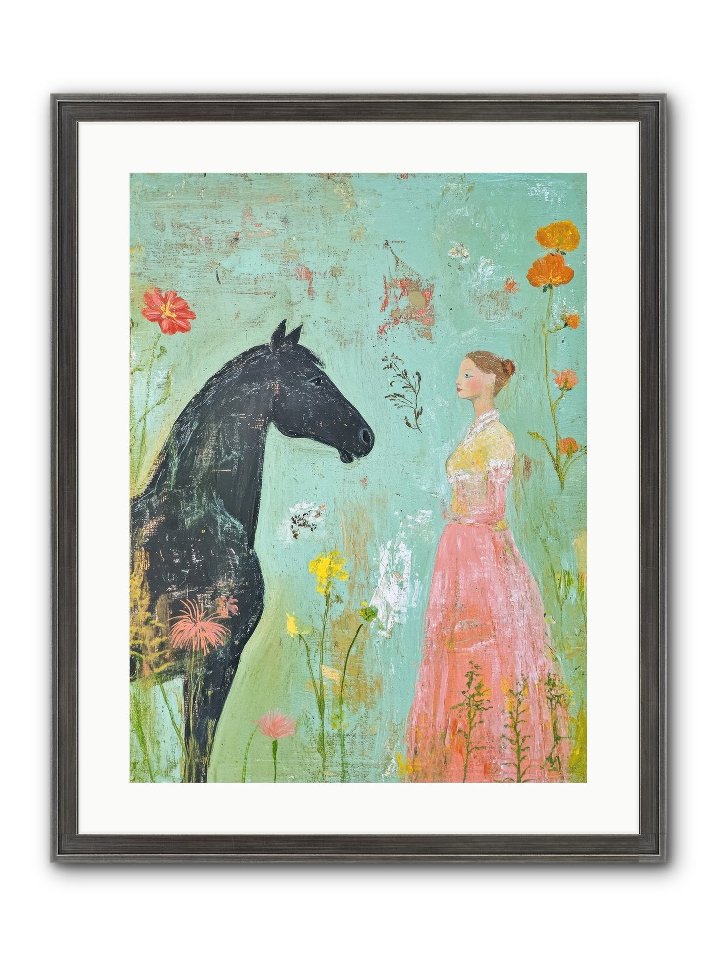 Quiet Conversation Framed Print - Slimwoods Black/Silver 18x24