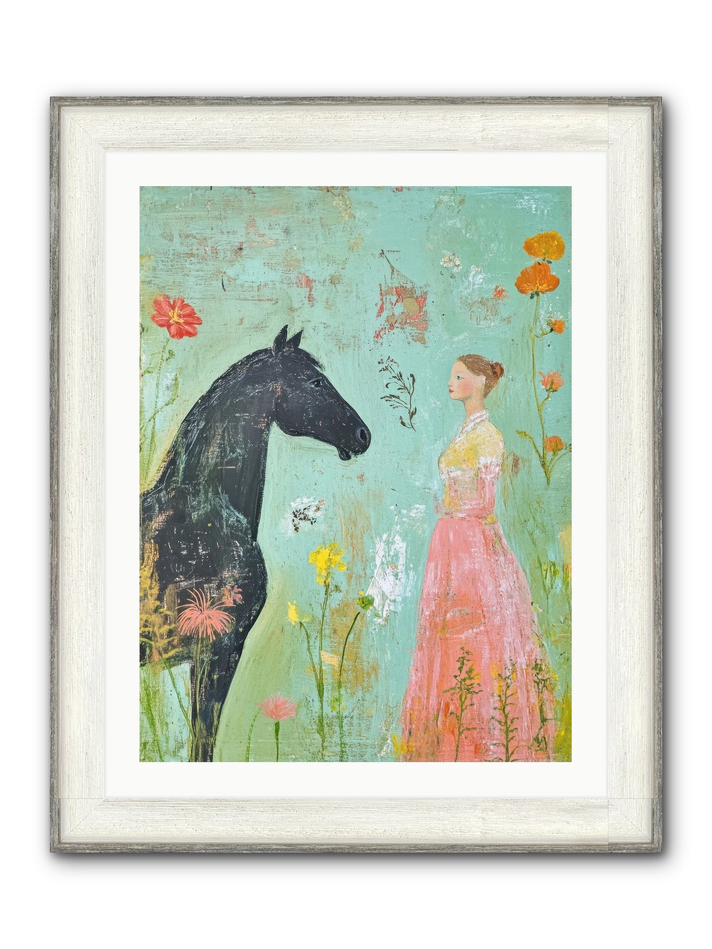 Quiet Conversation Framed Print - Driftwood White 24x32