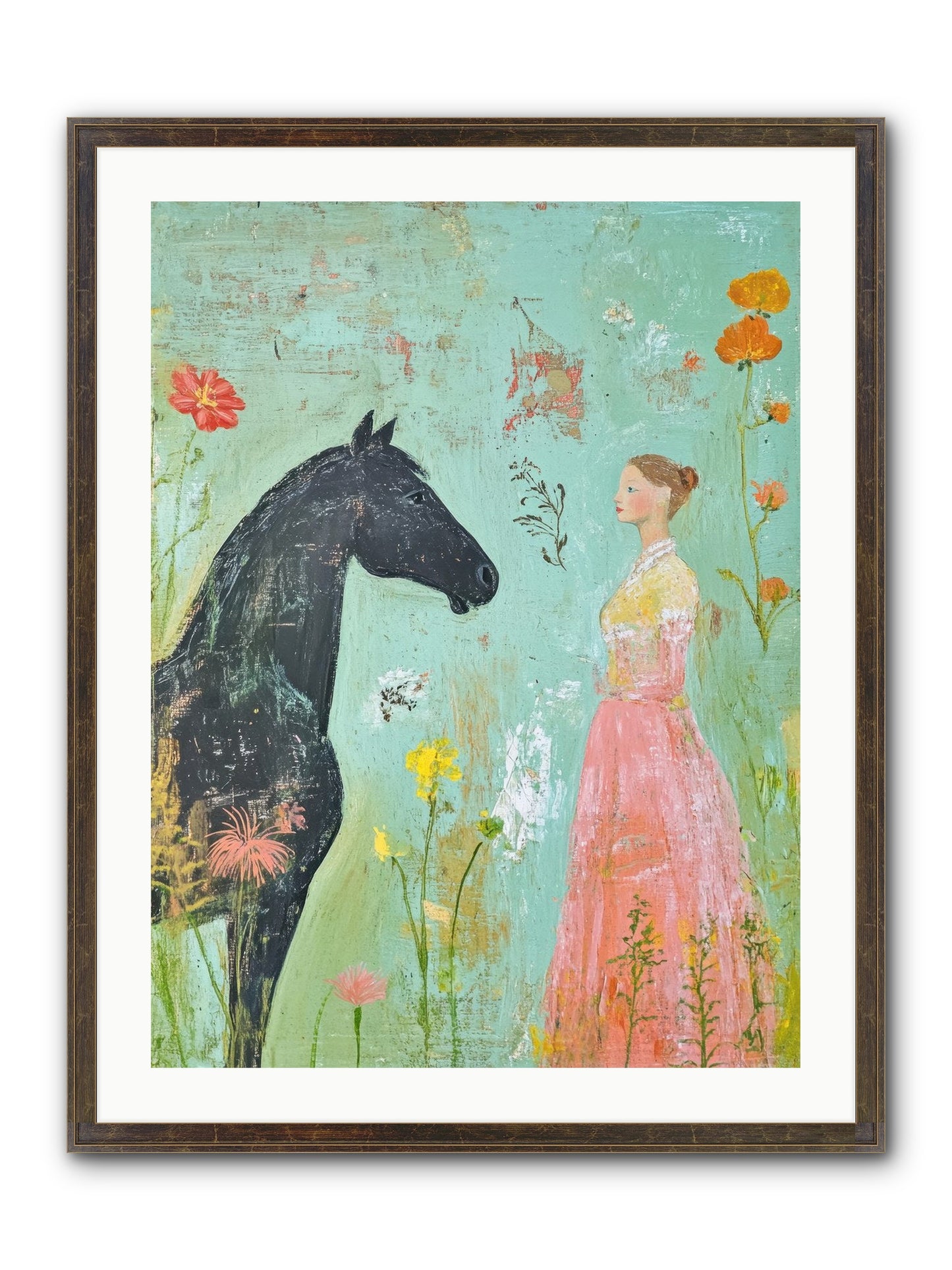 Quiet Conversation Framed Print - Slimwoods Black/Gold 24x32