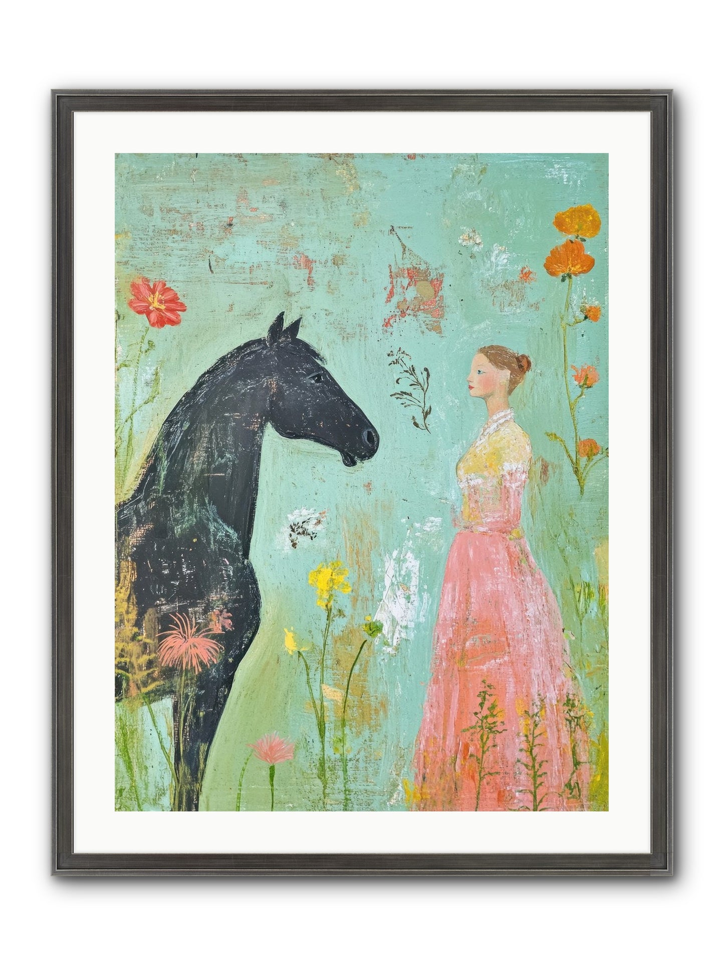 Quiet Conversation Framed Print - Slimwoods Black/Silver 24x32