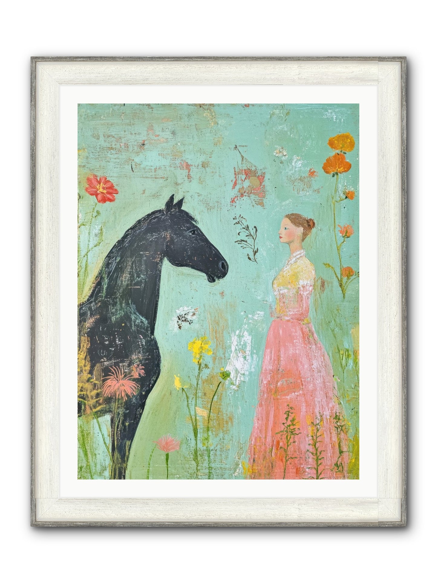 Quiet Conversation Framed Print - Driftwood White 30x40