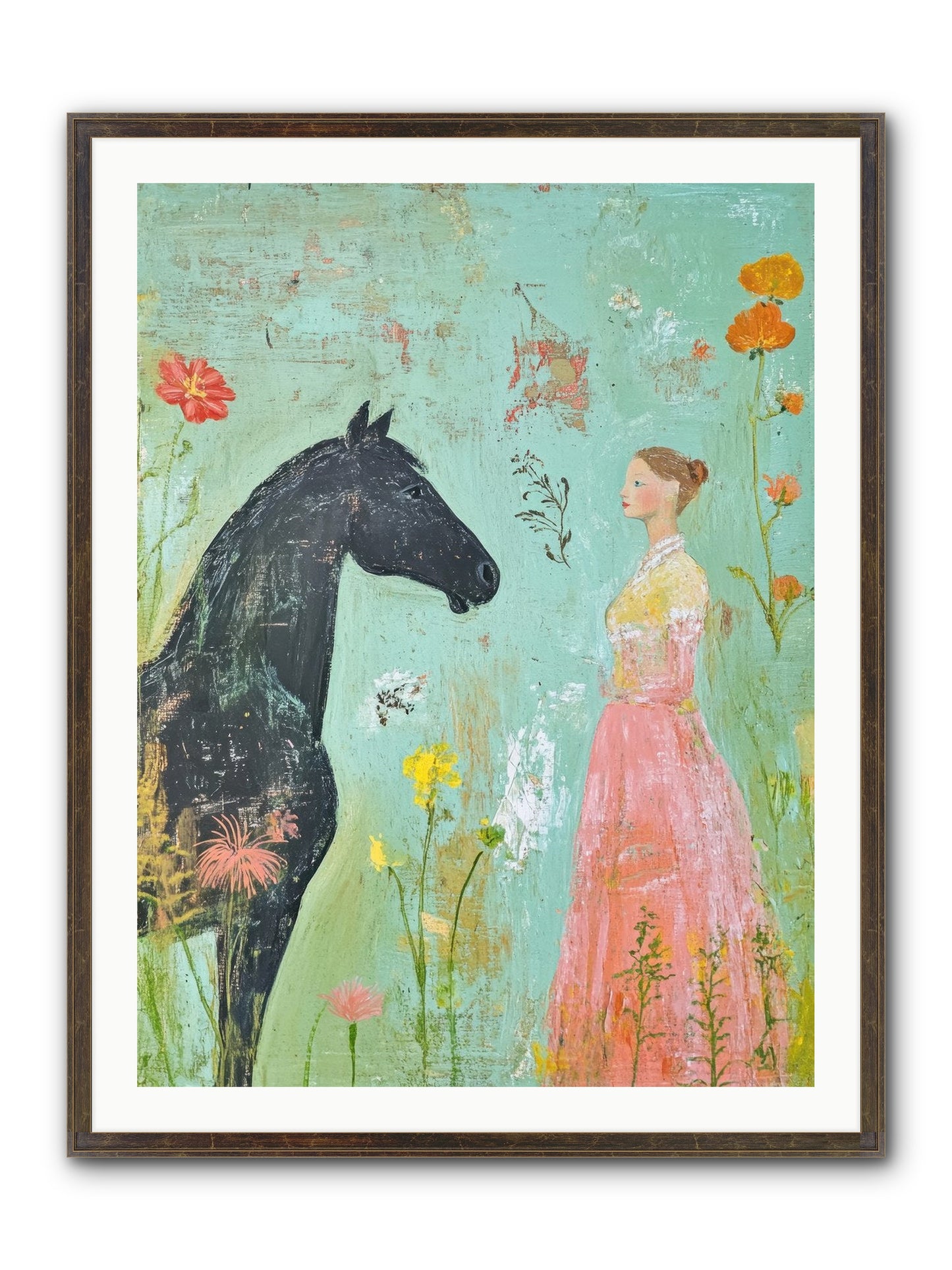 Quiet Conversation Framed Print - Slimwoods Black/Gold 30x40