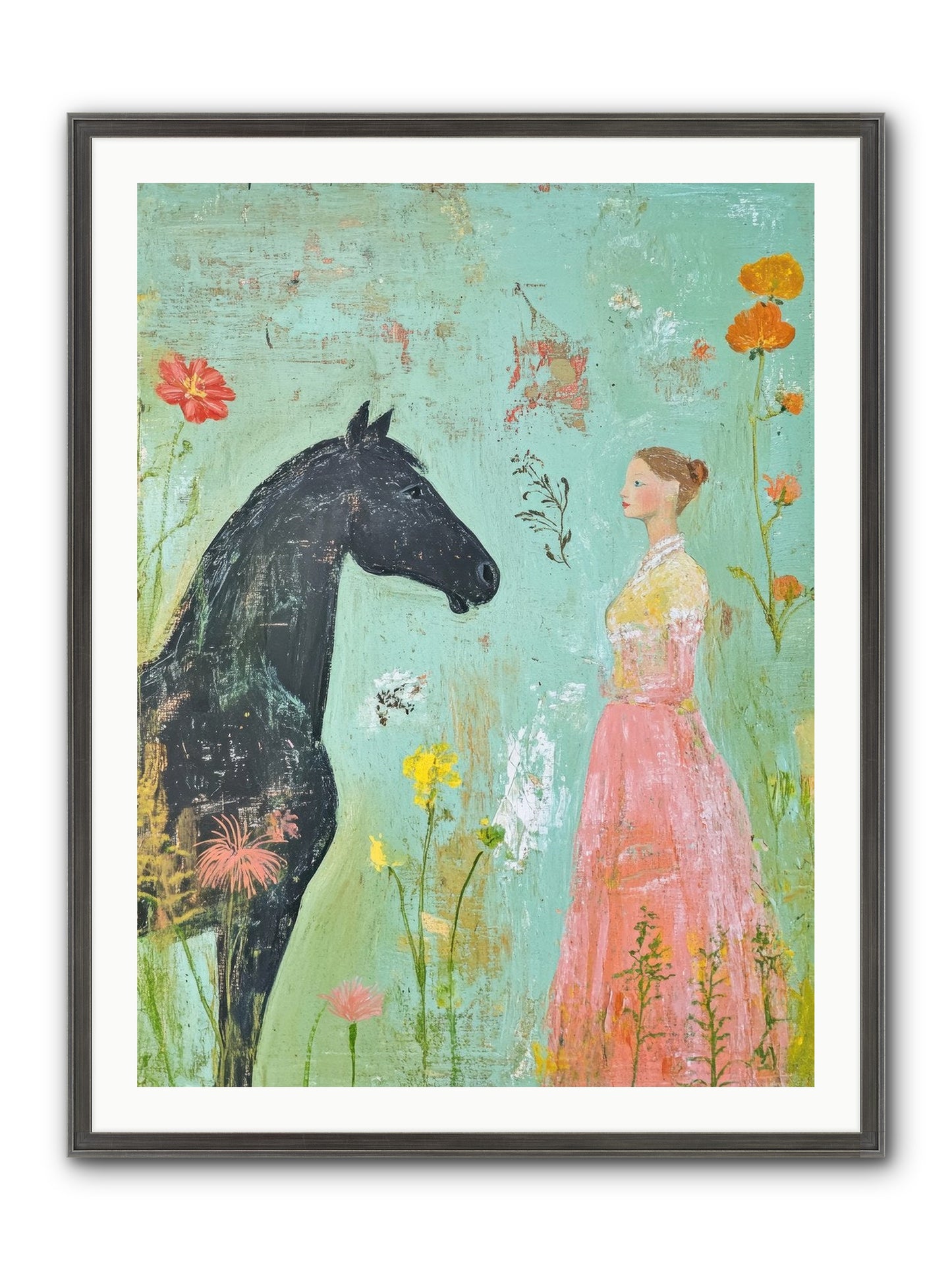 Quiet Conversation Framed Print - Slimwoods Black/Silver 30x40