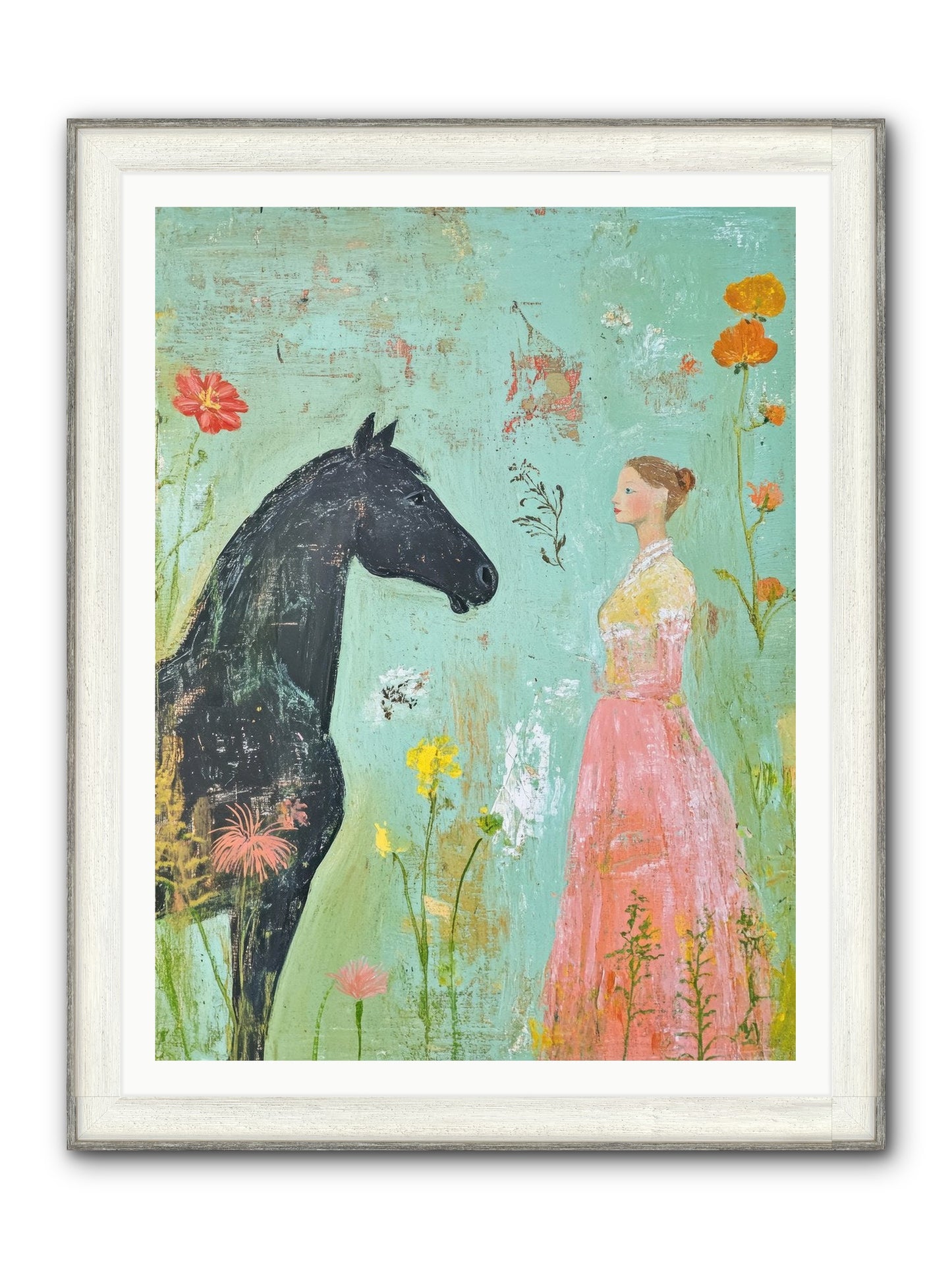 Quiet Conversation Framed Print - Driftwood White 36x48